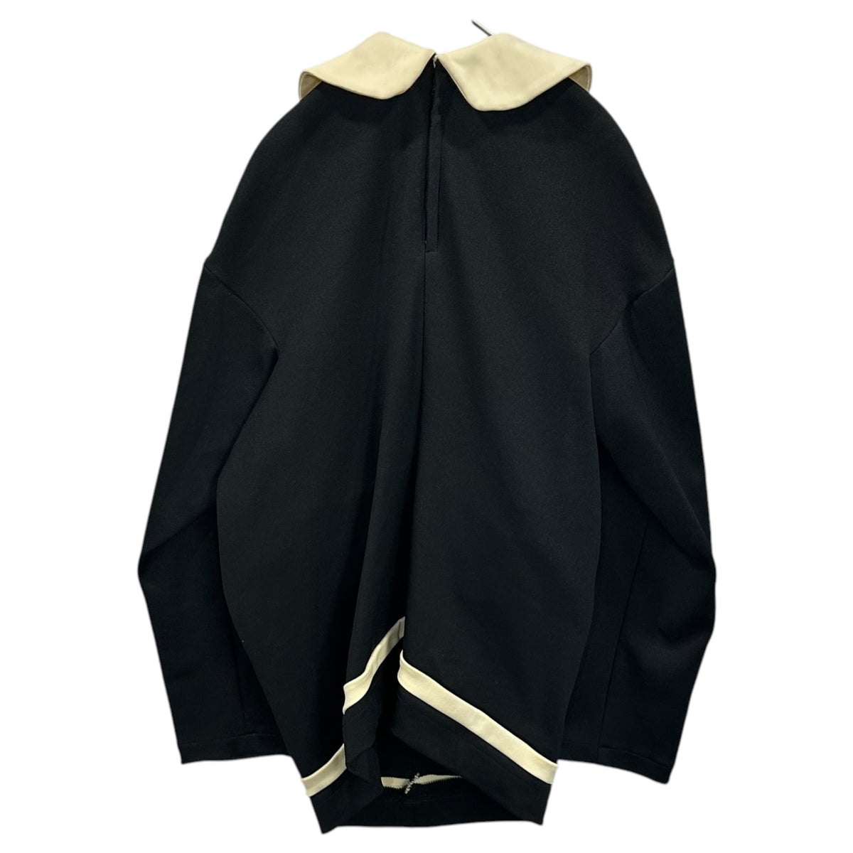 COMME des GARCONS(コムデギャルソン) 1990's Round-Collar Asymmetrical Nylon-Poly Cut-And-Sewn 丸襟 変形 ナイロン ポリ カットソー GI-05001S S ブラック×アイボリー AD1990 90s アーカイブ Modern Sweetness コレクションランウェイ着用品