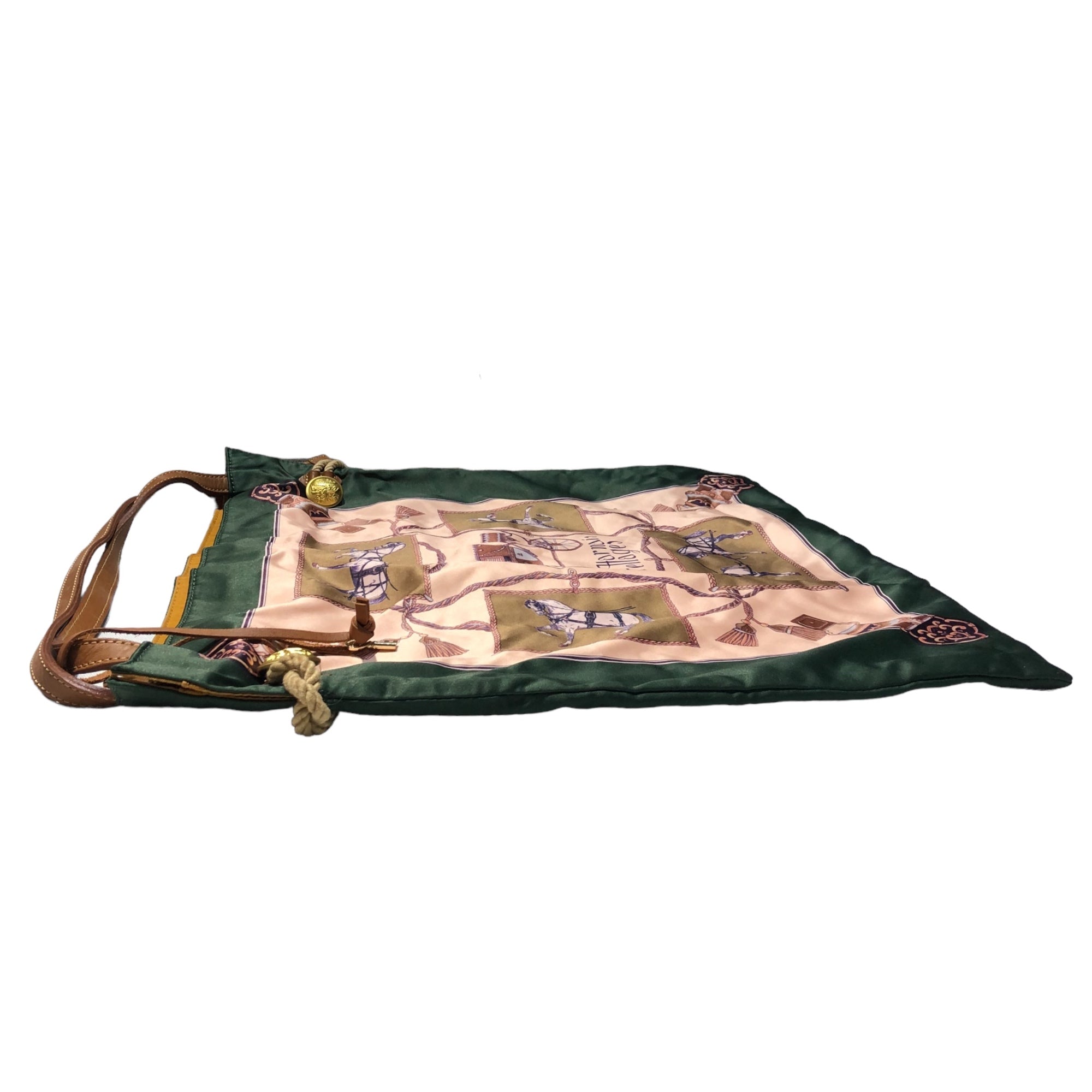 TOPKAPI(トプカピ) スカーフ 柄 トート バッグ ハンドバッグ 大き目 ベージュ×グリーン
