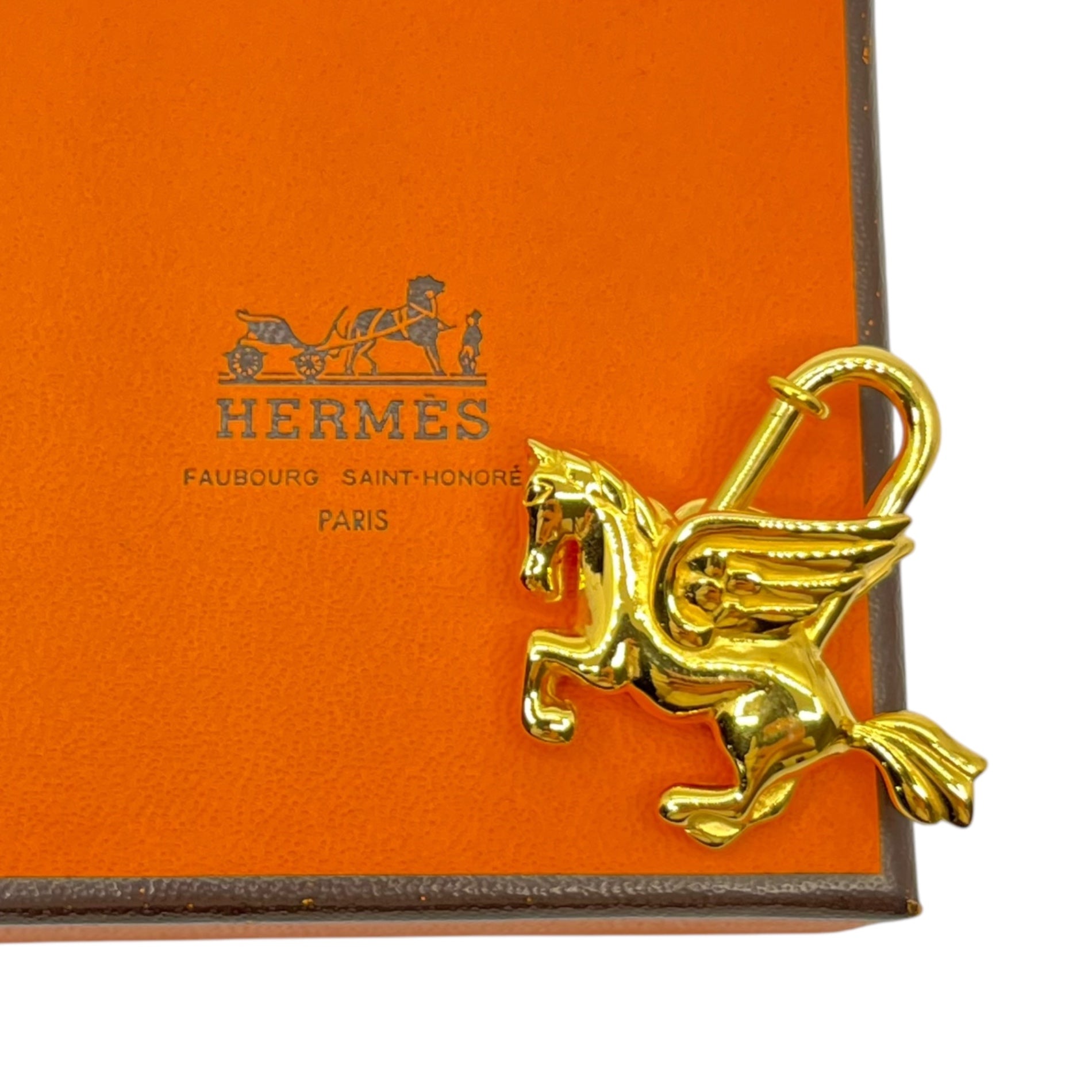 HERMES(エルメス) 1993年限定 pegasus Cadena Charm  ペガサス カデナ チャーム 年間テーマ 「le Cheval」 うま ゴールド 箱付 ペンダントトップにも