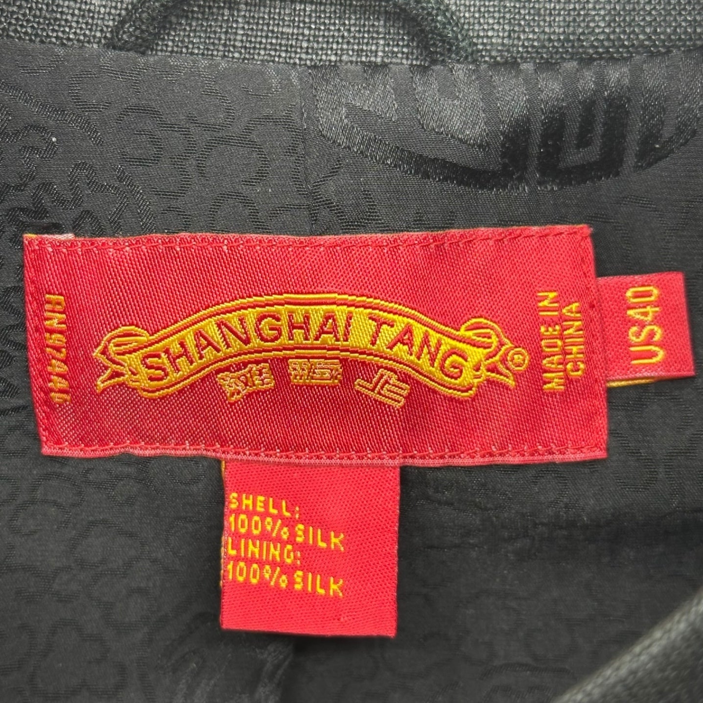SHANGHAI TANG(シャンハイタン) All Silk Mao Collar Jacket オールシルク マオカラー ジャケット US40(L程度) ブラック