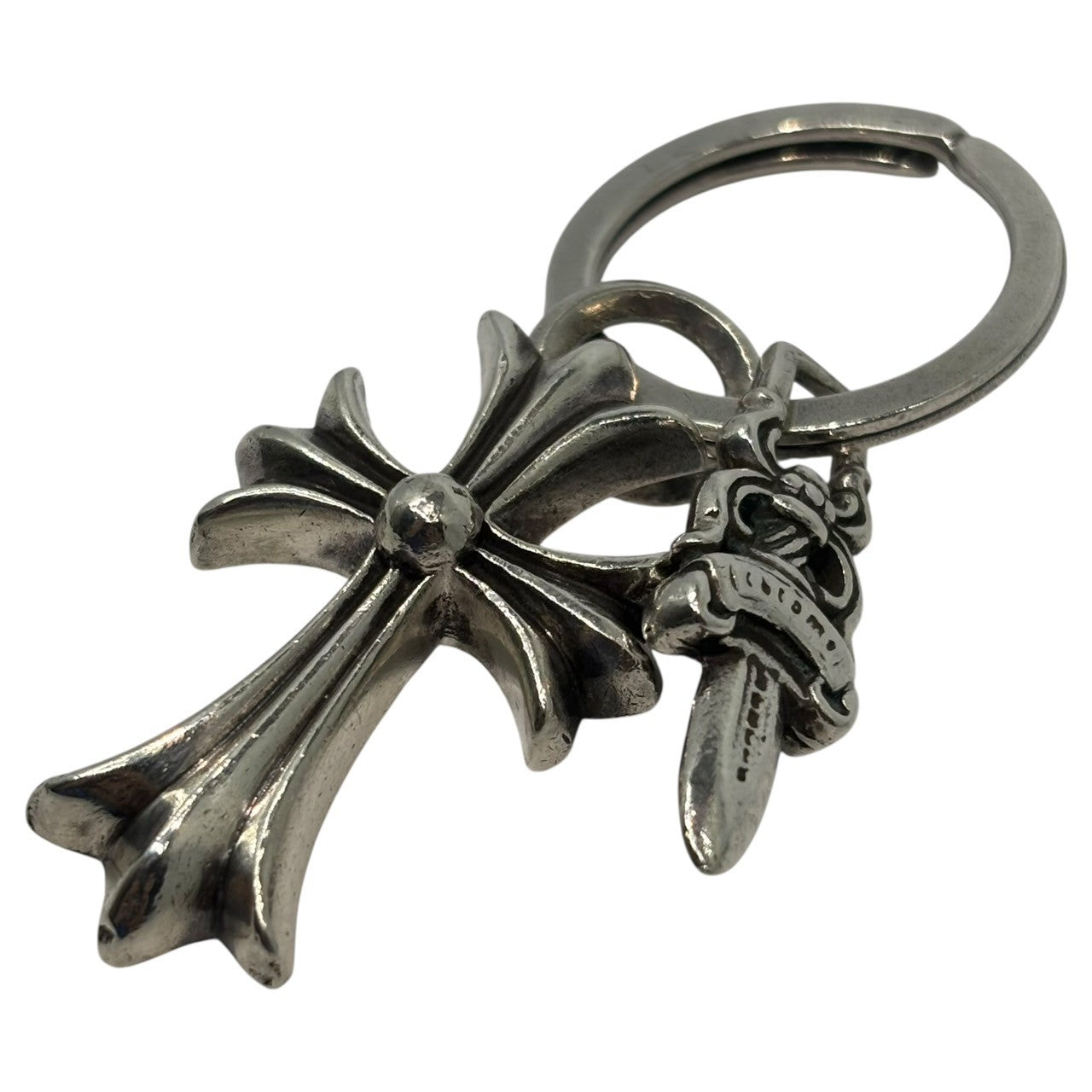 CHROME HEARTS(クロムハーツ) SMALL CH CROSS KEYRING with No5 DGGR スモール CH クロス キーリング ＆ ダガー シルバー チャーム ネックレス トップ 925 インボイス原本付