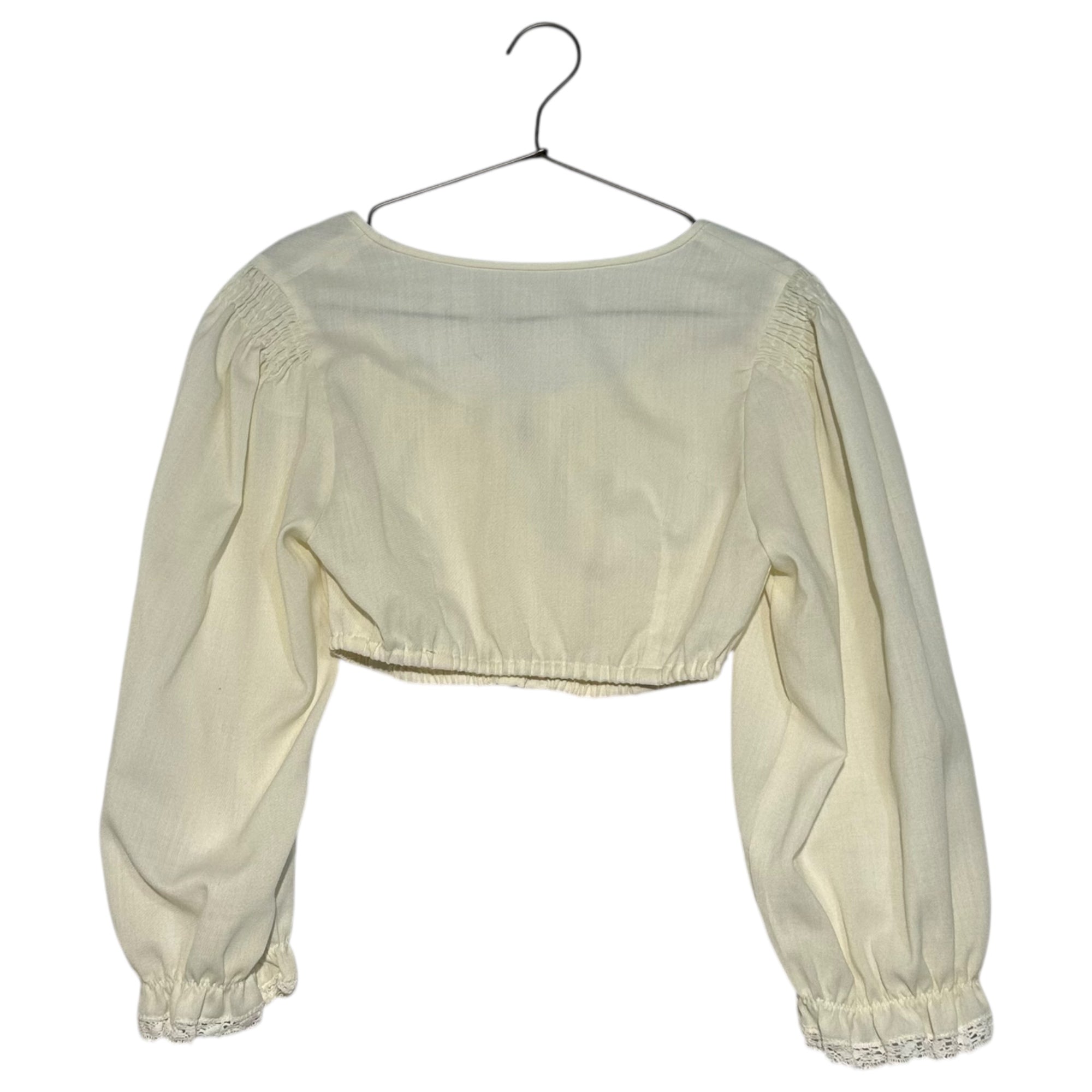 VINTAGE(ヴィンテージ) 80~90's shoulder gathered square short blouse ショルダーギャザー ショート丈ブラウス アイボリー EURO VINTAGE