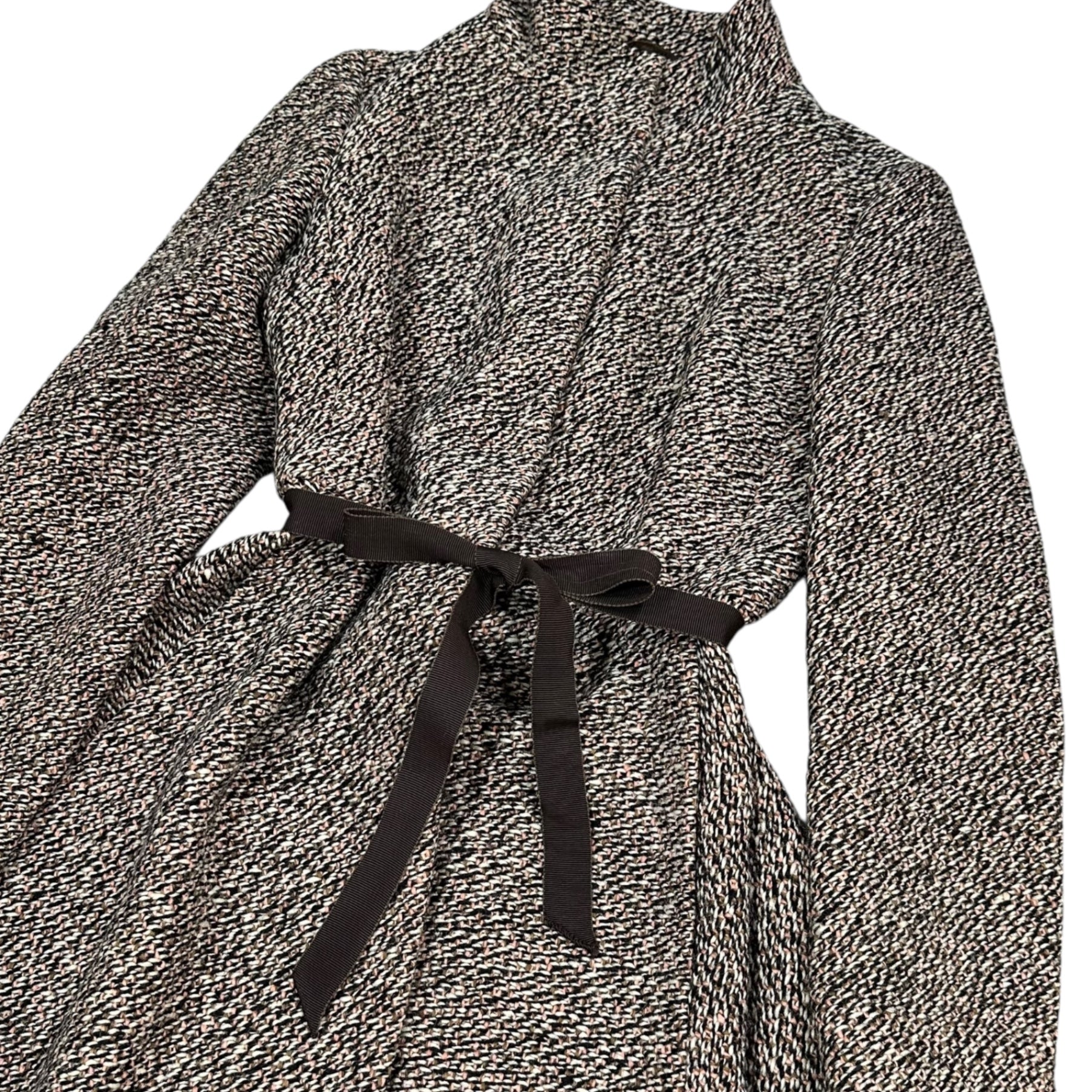 PRADA(プラダ) 2000AW Wool Tweed Stand Collar Flared Coat ウール ツイード スタンドカラー フレア コート 40(L程度) ホワイト×ブラック×ピンク 00's FW