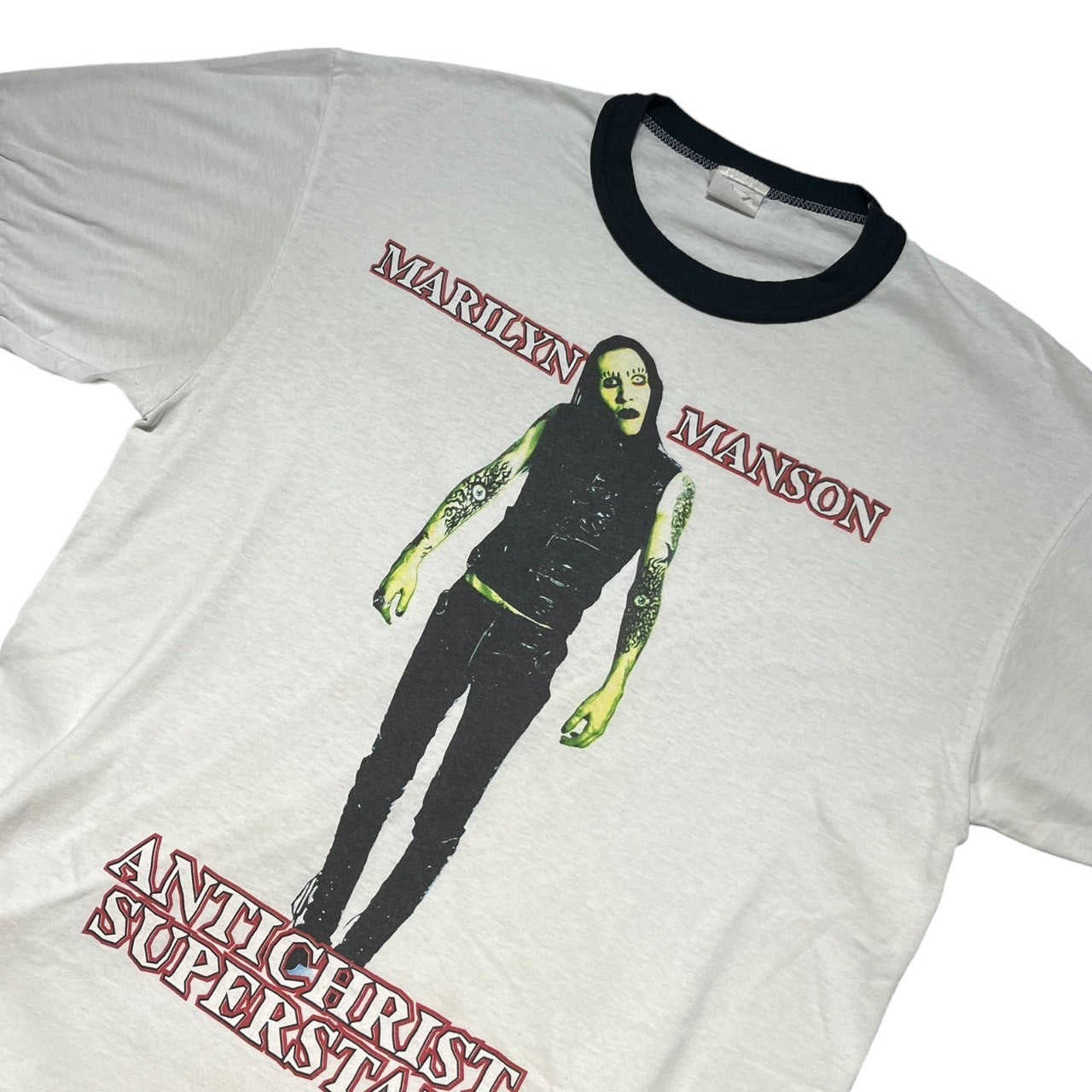 VINTAGE(ヴィンテージ) 90's ANTICHRIST SUPERSTAR MARILYN MANSON T-SHIRT 1995  マリリンマンソン アンチクライスト スーパースター Tシャツ バンド 著名人着用 稀少品 XL ホワイト ヴィンテージ