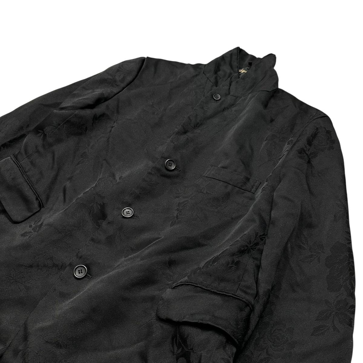 BLACK COMME des GARCONS(ブラックコムデギャルソン) 2017AW Rubber Rose-Embellished Poly 3-Button Jacket ラバー 薔薇 装飾 ポリ 3ボタン ジャケット 1T-J013 XL ブラック AD2017
