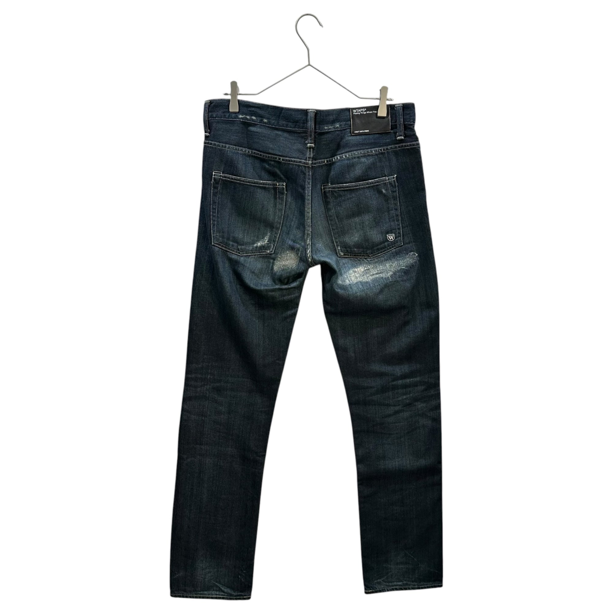 WTAPS(ダブルタップス) 11SS BLUES SKINNY TROUSERS COTTON DENIM TRASH ブルース スキニー パンツ コットン デニム トラッシュ  111GWDT-PTM05 L インディゴ ダメージ リペア加工
