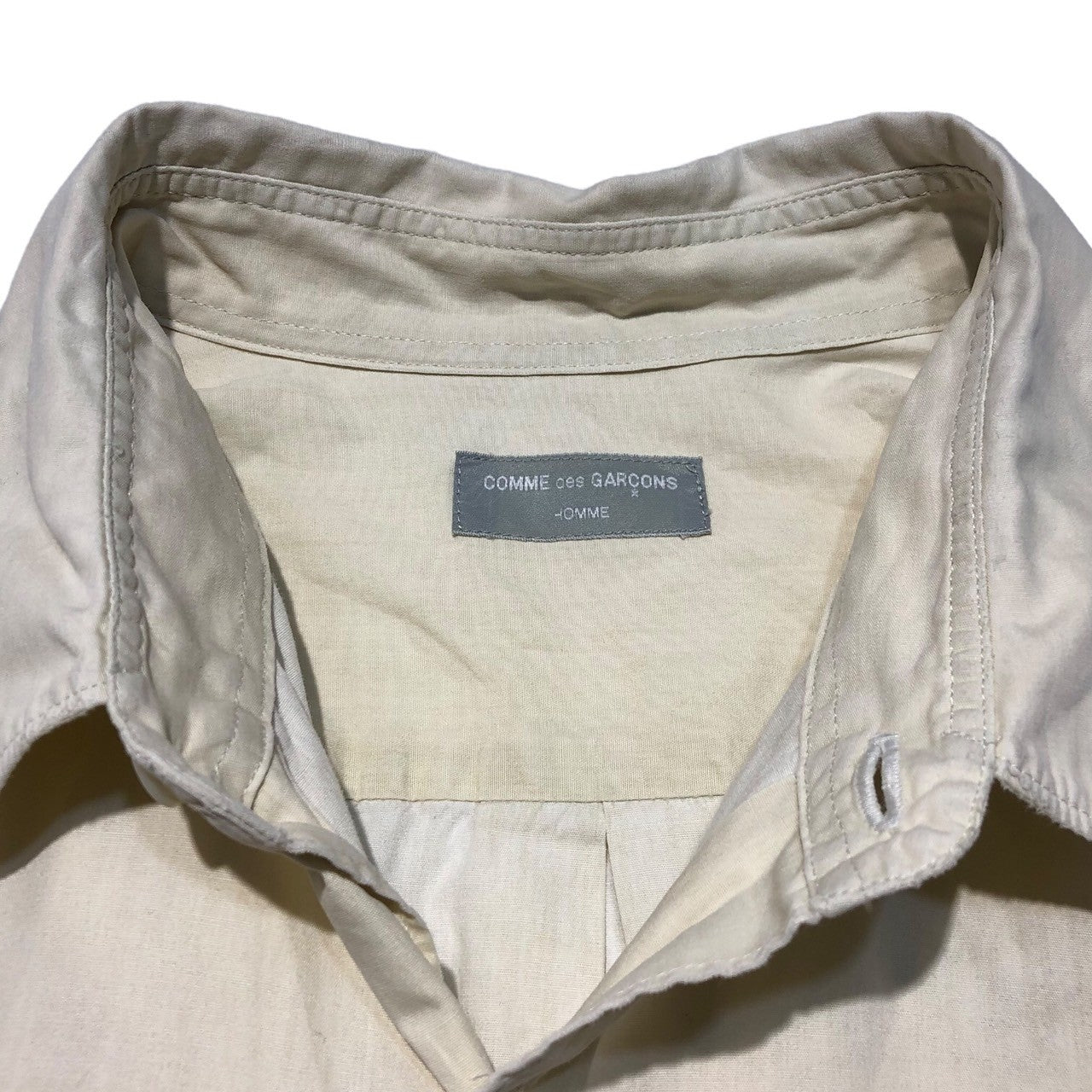 COMME des GARCONS HOMME(コムデギャルソンオム) 80~90's  vintage cotton overshirt ヴィンテージ コットン オーバーシャツ 切りっぱなし 無地 切替 ベージュ