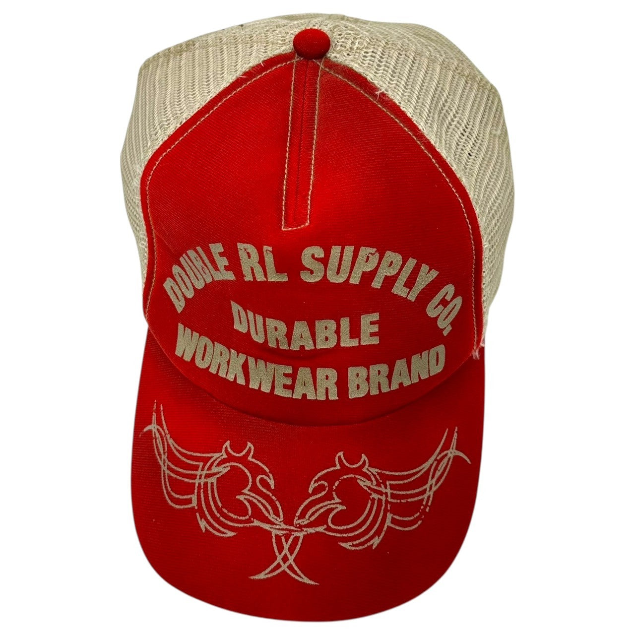 RRL(ダブルアールエル) Vintage-processed printed mesh cap ヴィンテージ加工 プリント メッシュ キャップ レッド
