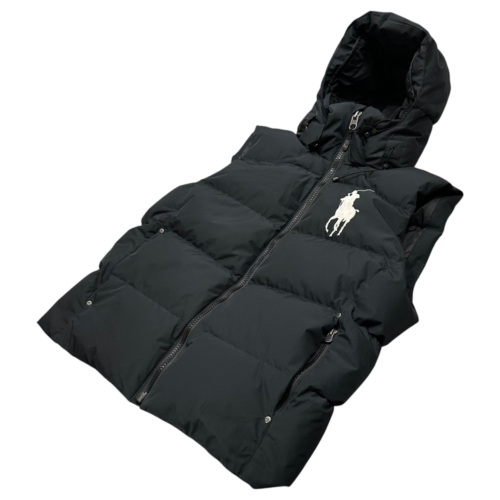 POLO RALPH LAUREN(ポロラルフローレン) Big Pony Hooded Down Vest ビックポニー フーデッド ダウン ベスト M ブラック