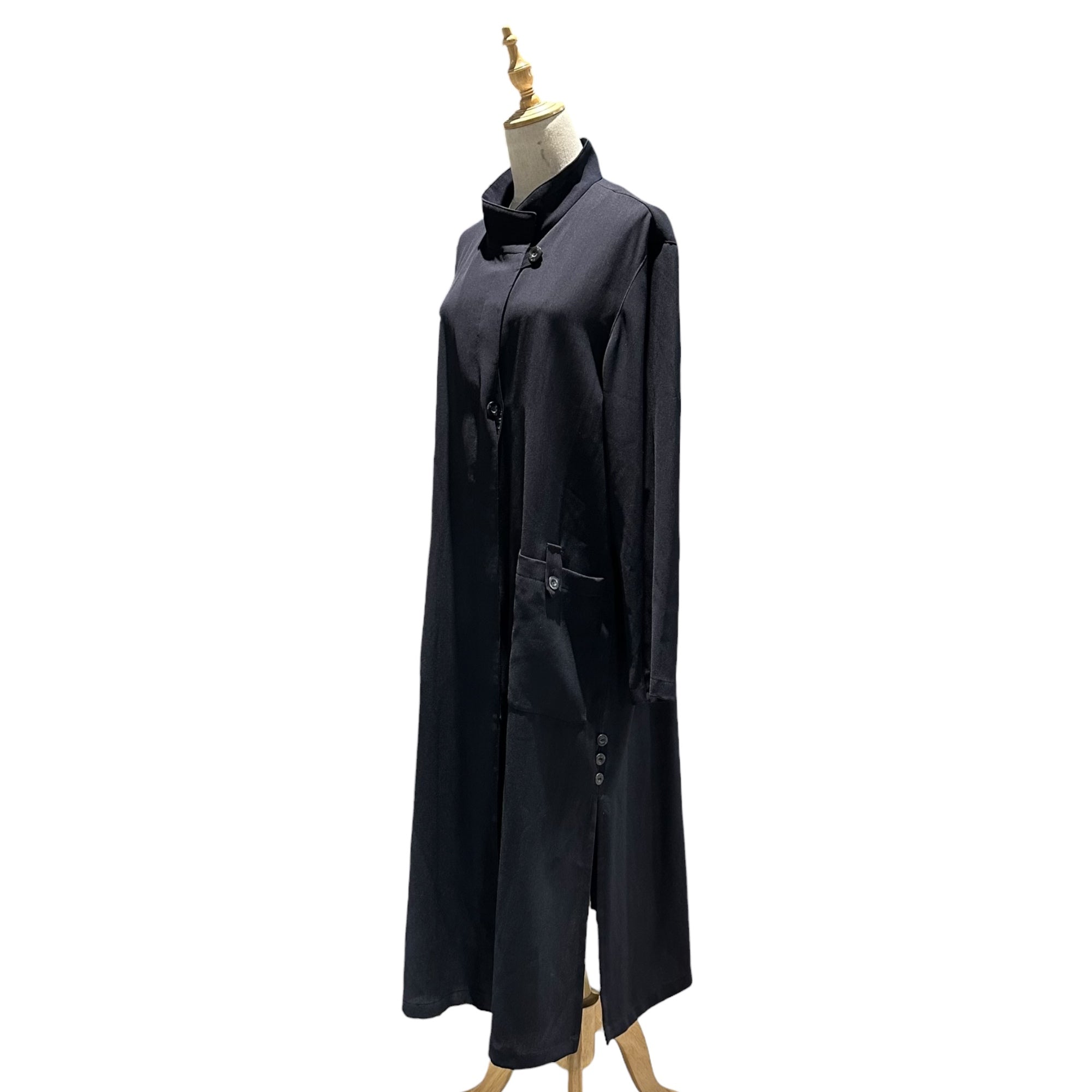 ISSEY MIYAKE(イッセイミヤケ) 2006SS Stand-Collar Side-Slit Maxi Coat スタンドカラー サイドスリット マキシ コート IM61FF032 2 ネイビー 00's ロング 薄手