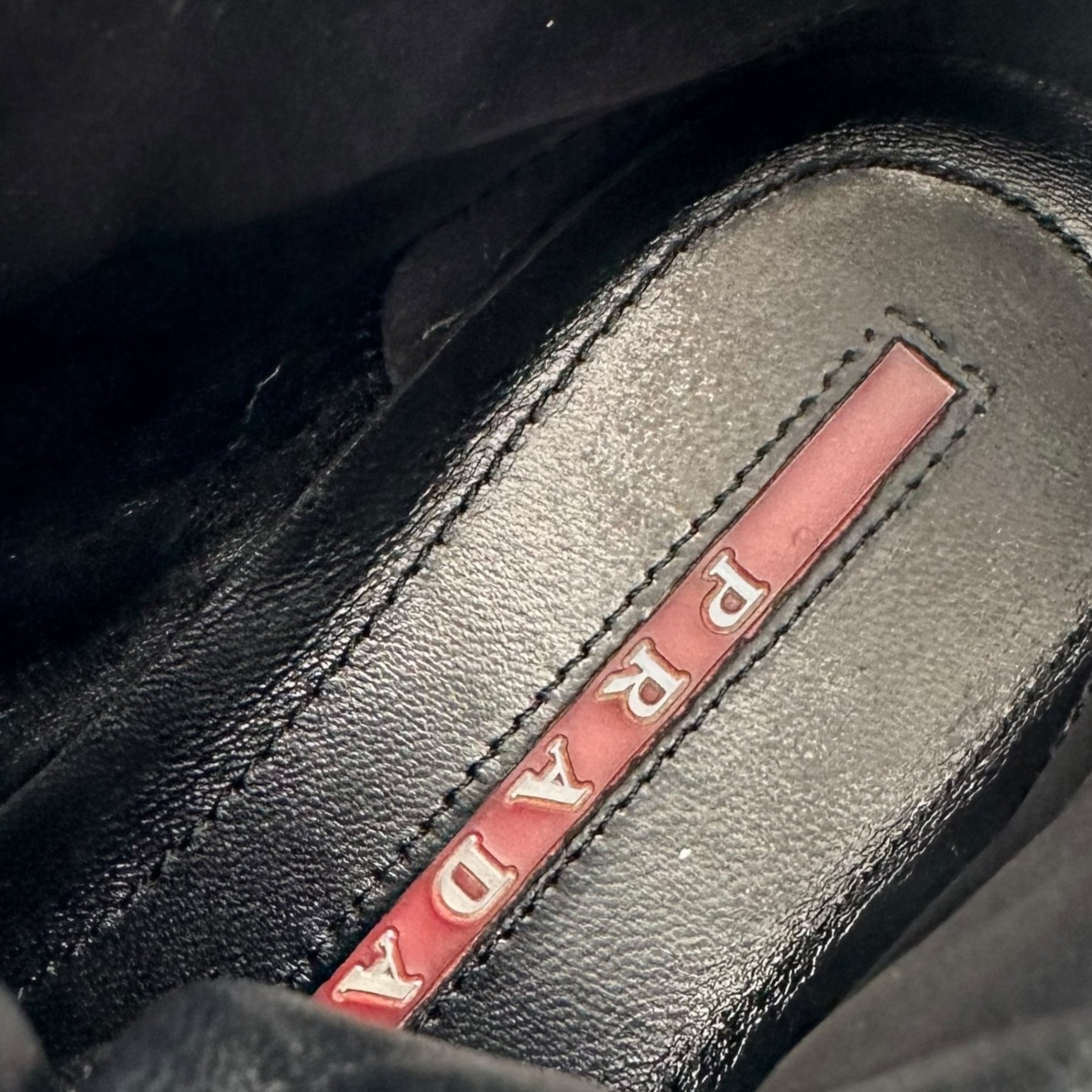 PRADA SPORT(プラダスポーツ) High-Top Leather Sneakers ベルクロ ハイカット レザー スニーカー 3T 5466 38 1/2(25cm程度) ブラック