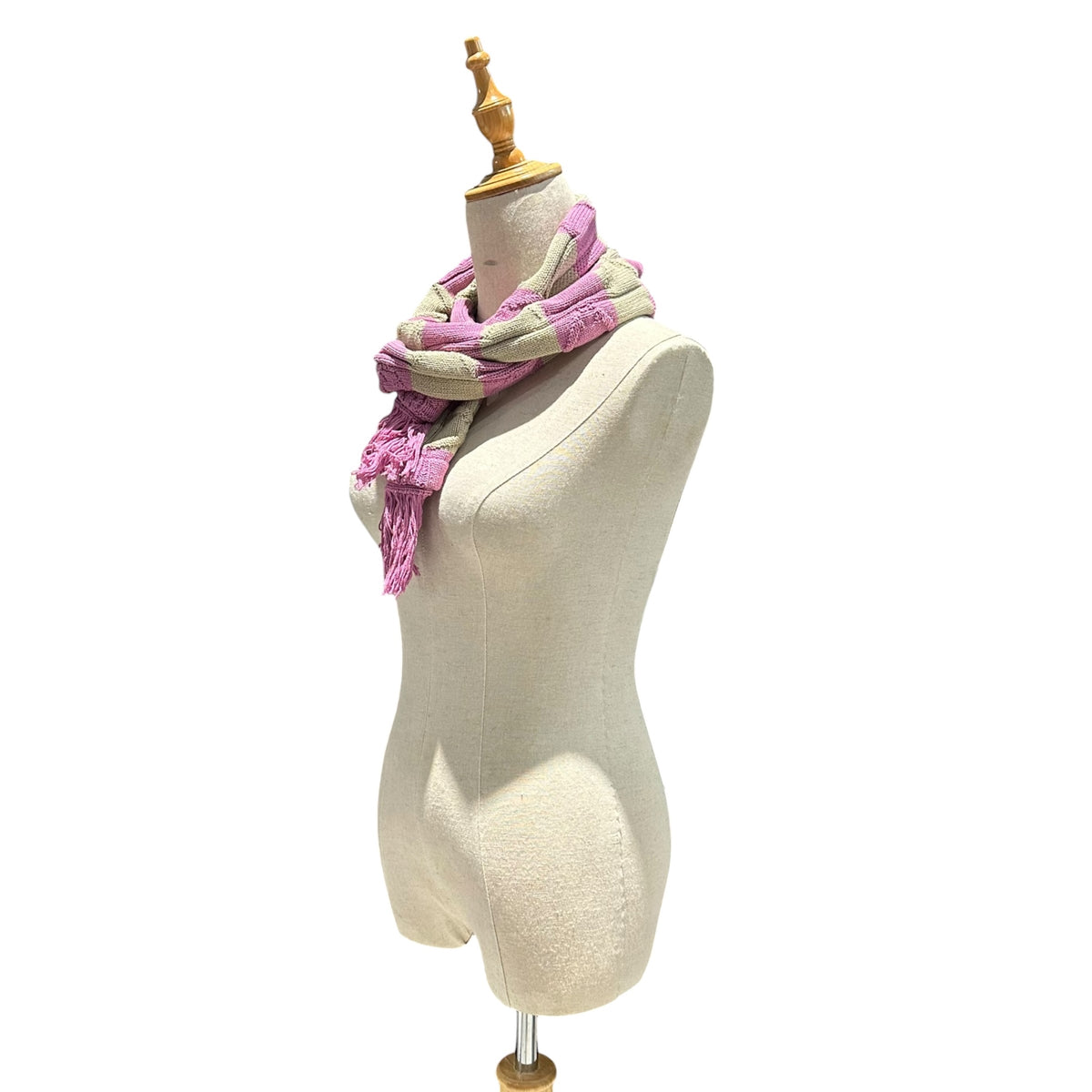 Kiko Kostadinov(キココスタディノフ) 2024SS Merli Scarf コットン ボーダー マフラー KKSS24KN08-95 ピンク×ベージュ