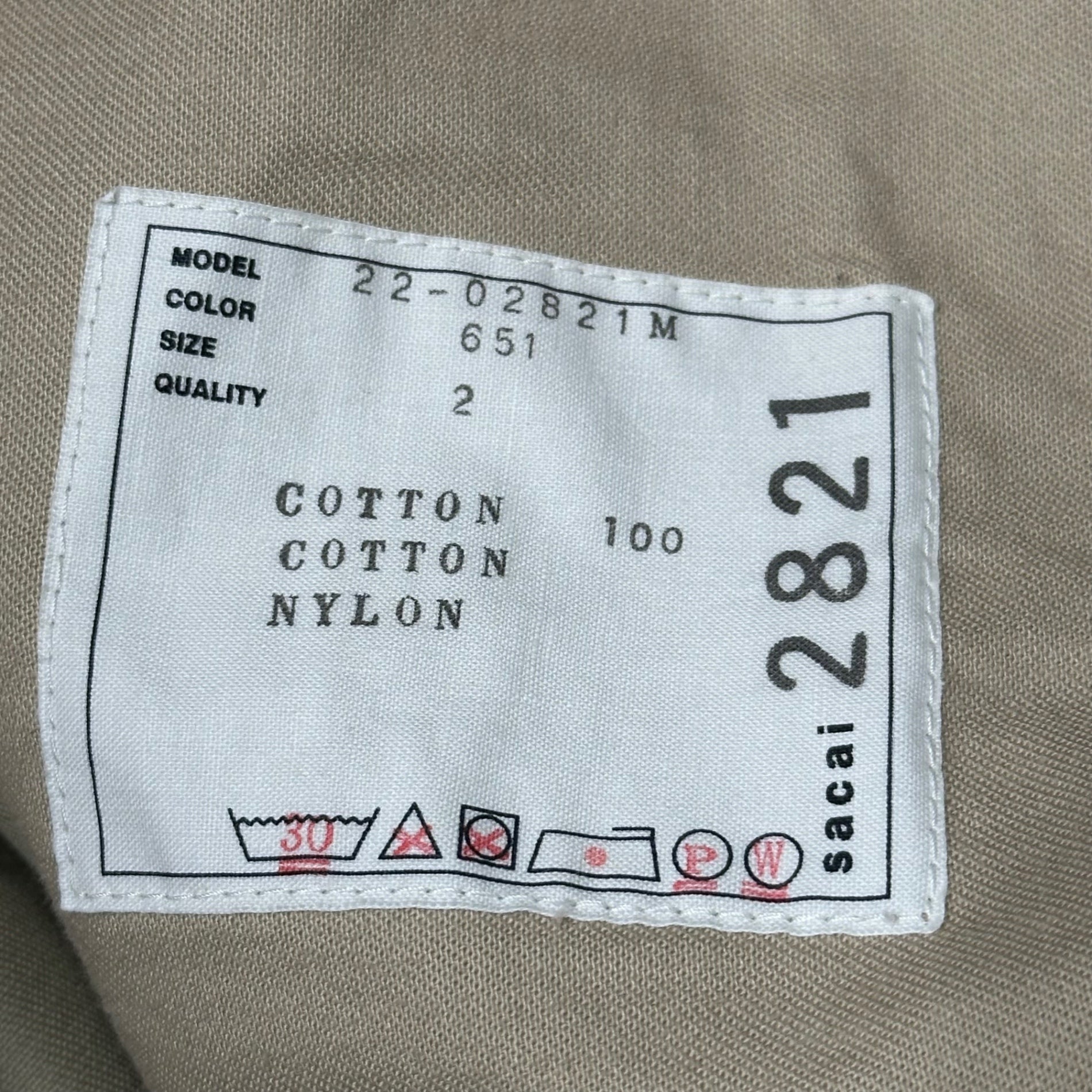 sacai(サカイ) 22AW Cotton Chino Pants コットン チノ パンツ チノパン 22-02821M ベージュ
