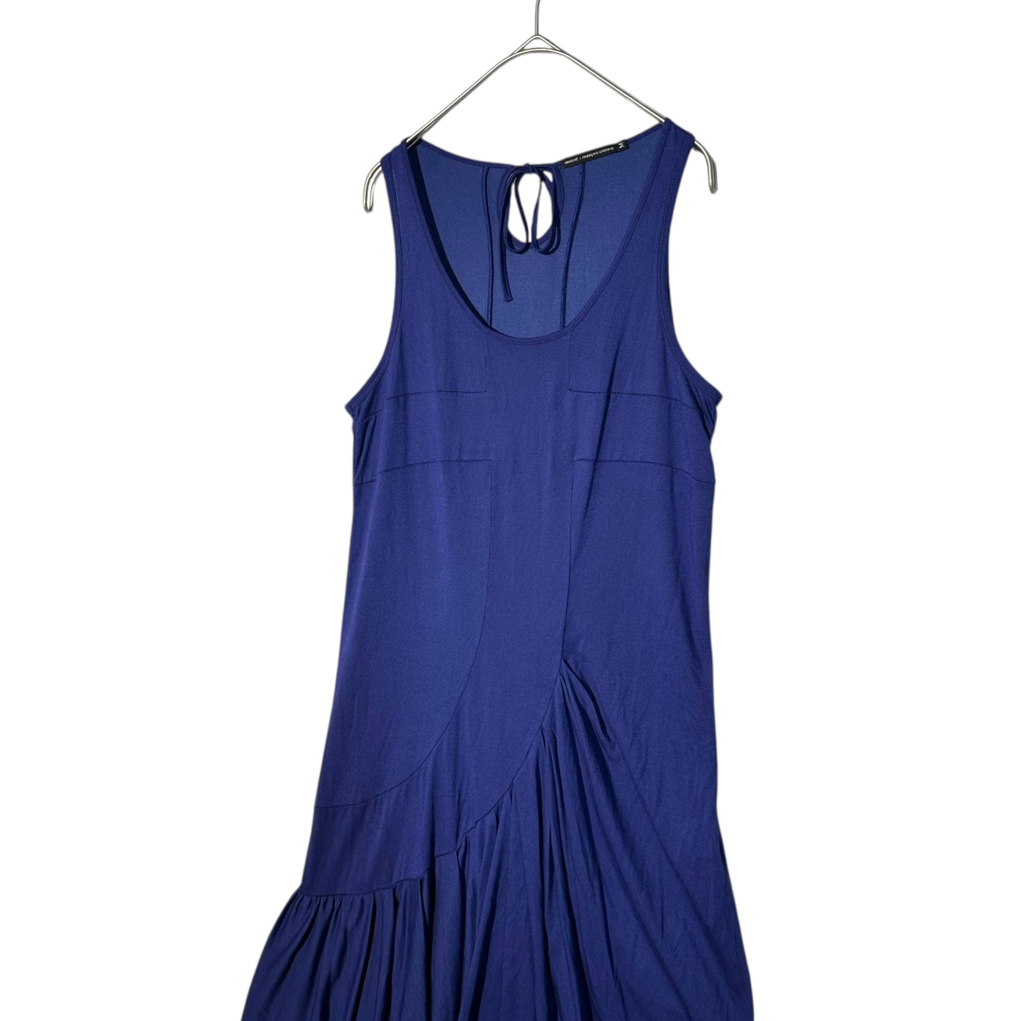 MARITHE FRANCOIS GIRBAUD(マリテフランソワジルボー) 00's Asymmetrical Gather Camisole Dress アシンメトリー ギャザー キャミソール ワンピース F6-9554 M ブルー Y2K ノースリーブ