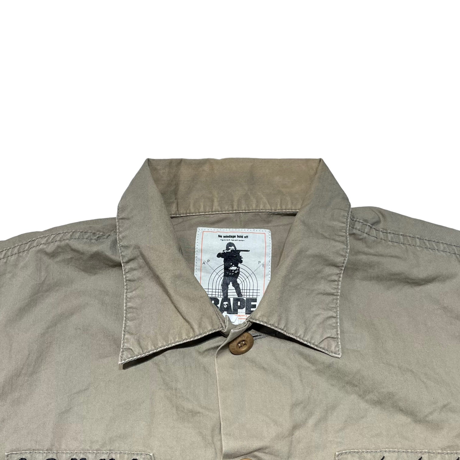 BAPE BY A BATHING APE(ベイプ バイ アベイシングエイプ) 90's military fatigue shirt ミリタリー ファティーグ シャツ 90年代 L カーキ