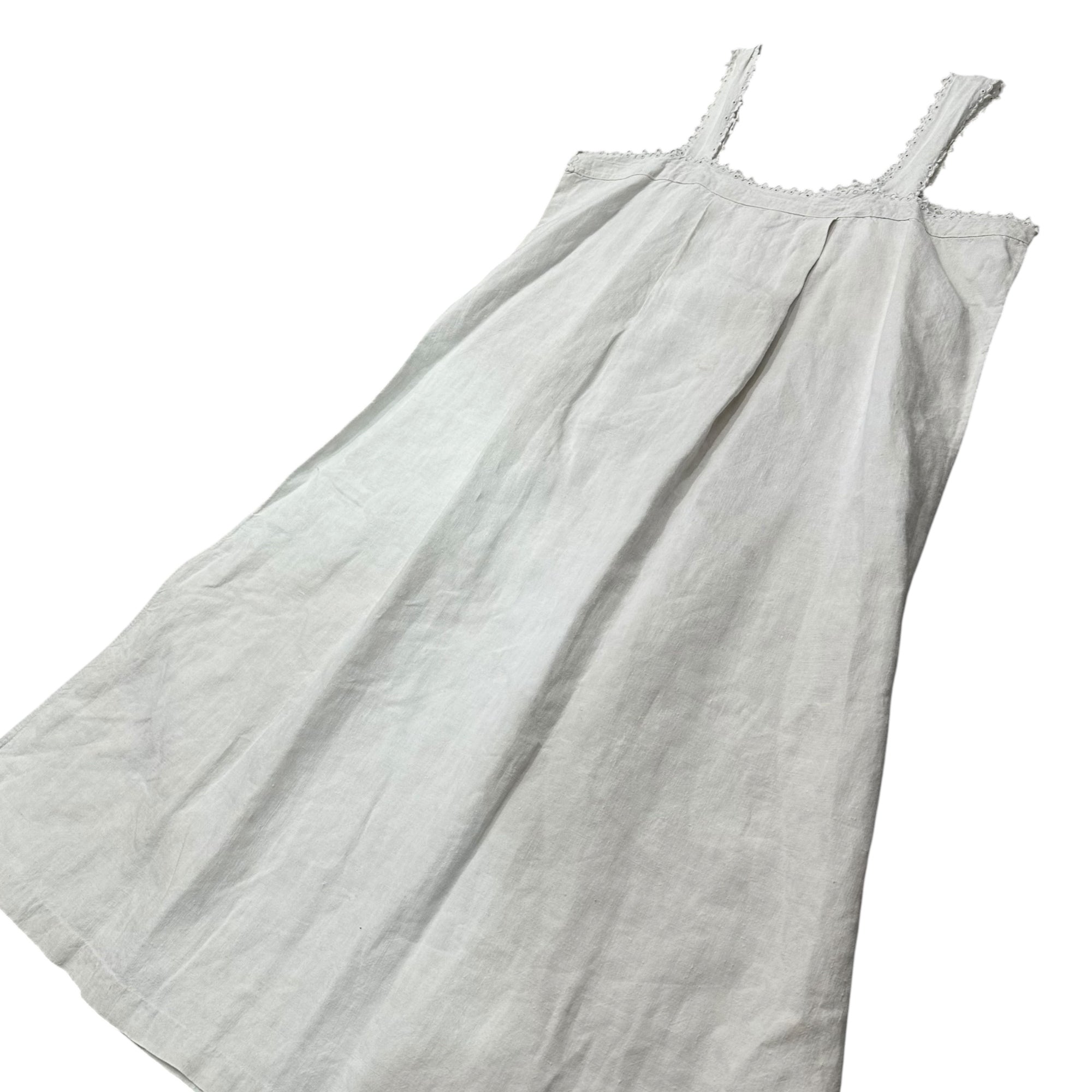 Euro vintage(ヨーロッパヴィンテージ) 20's~ hand_ scalloped lace camisole onepiece スカラップレースのコットンキャミソールワンピース 表記無し(M程度) ホワイト