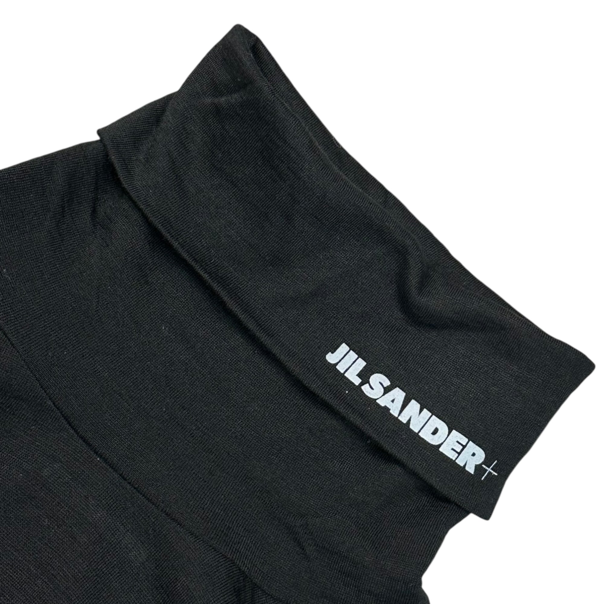 JIL SANDER+(ジルサンダー プラス) 22AW Neck Logo Turtleneck Wool Blend Knit Top ネックロゴ タートル ウール混 カットソー J40GC0020 J70021 M ブラック×ホワイト