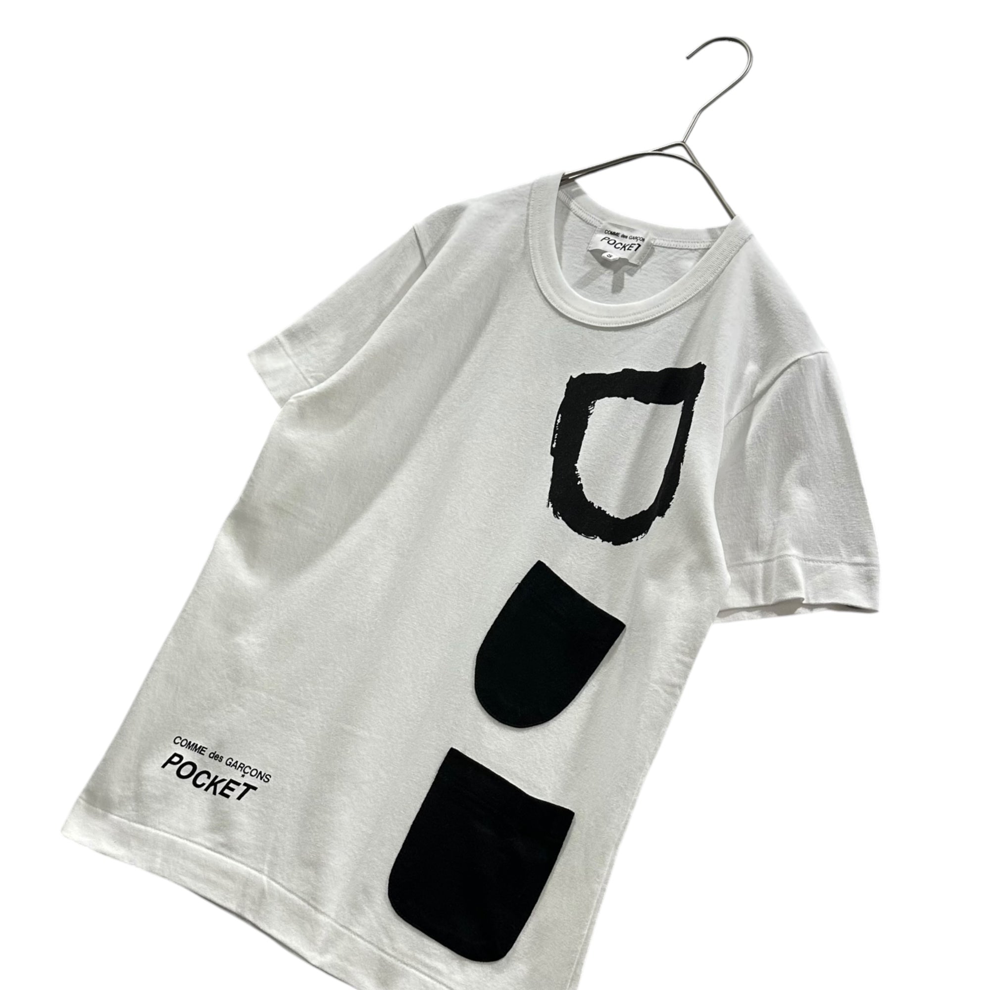 COMME des GARCONS POCKET(コムデギャルソンポケット) 2011SS Pocket Graphic & Double-Pocket Crew Neck T-Shirt ポケットグラフィック & 2連ポケット クルーネック Tシャツ 2G-T003 S ホワイト×ブラック AD2011