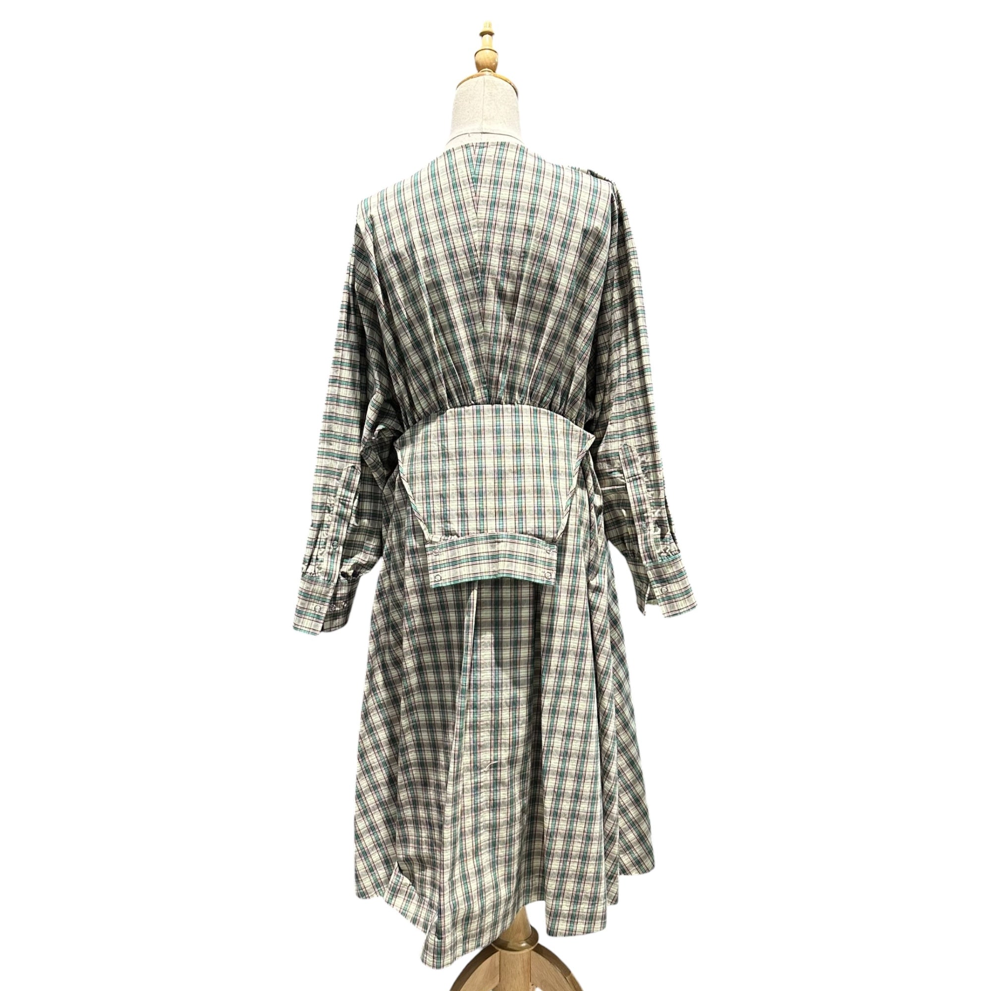 beautiful people(ビューティフルピープル) 2021AW double-end tartan ox dolman sleeve dress ダブル エンド タータン チェック オックス ドルマンスリーブ ワンピース 1145104001 36(S) イエロー×グリーン×ピンク 参考定価75,900円(税込)