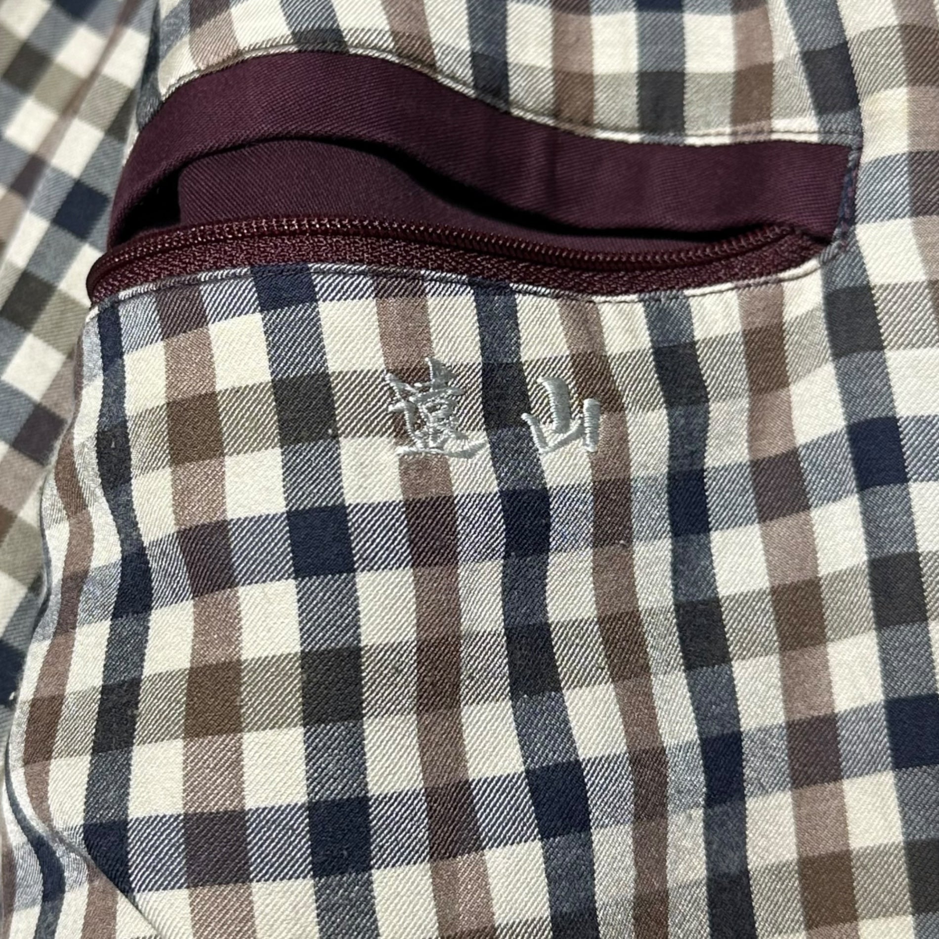 Aquascutum(アクアスキュータム) Cotton long sleeve swing top with inner check コットン 長袖 スイングトップ 内側 チェック ジャケット L ボルドー 日本製