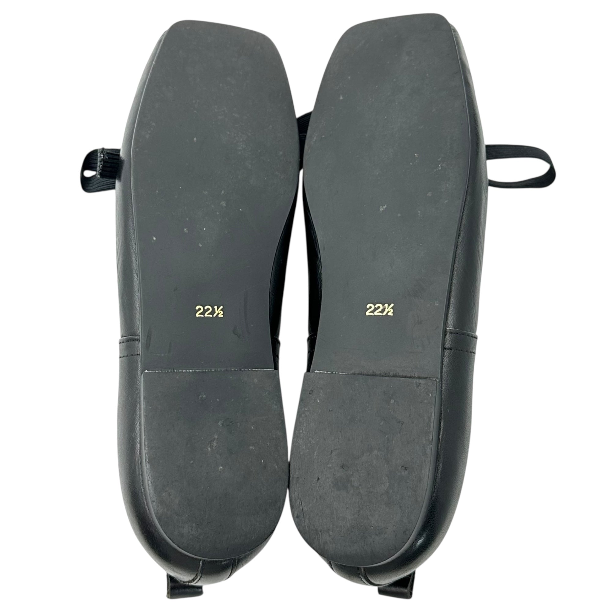 robe de chambre COMME des GARCONS(ローブドシャンブルコムデギャルソン) Square-Toe Ribbon Ballet Shoes スクエアトゥ リボン バレエ シューズ 22.5cm ブラック パンプス フラット ヴィンテージ 稀少アイテム