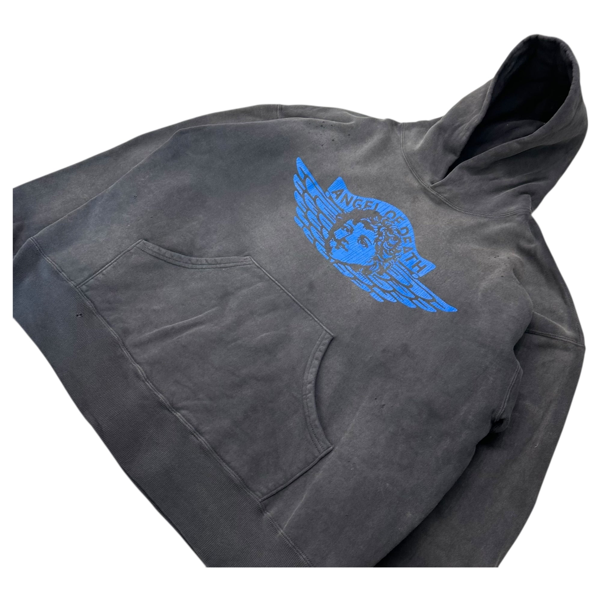 SAINT MICHAEL(セントマイケル) 25AW ANGEL HOODIE / BLACK エンジェル フーディ SM-HR1-0000-052 XL ブラック ダメージ加工 プルオーバー パーカー
