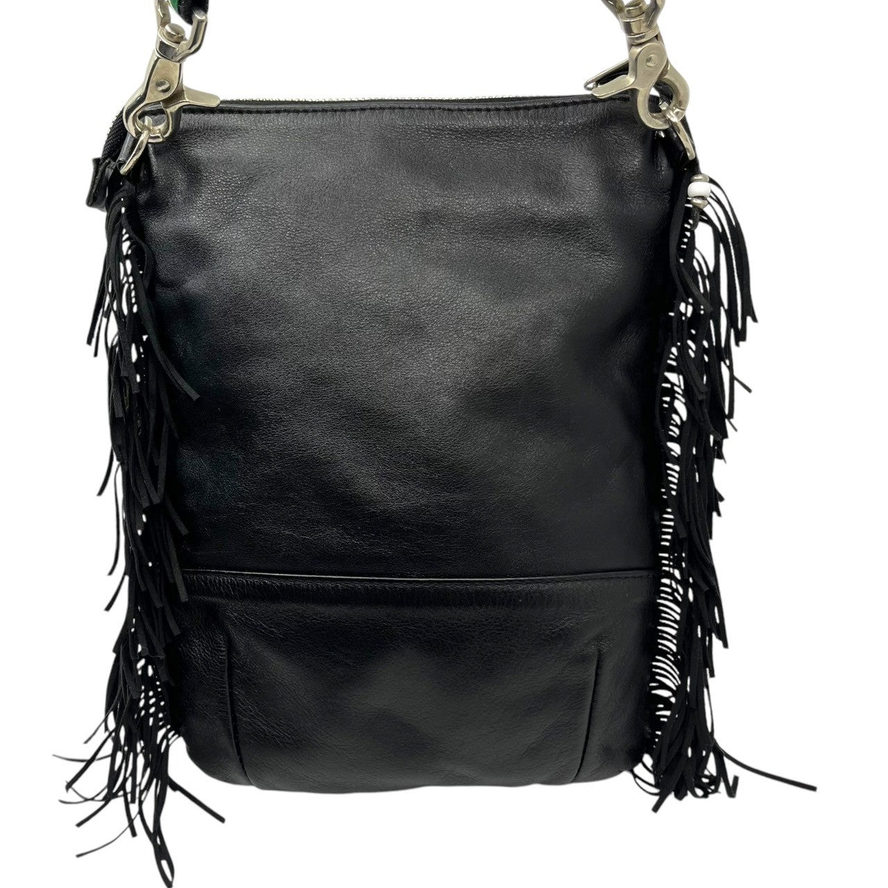 FACTOTUM(ファクトタム) Calfskin fringe shoulder bag カーフ レザー フリンジ ショルダー バッグ ブラック 参考定価30,800円