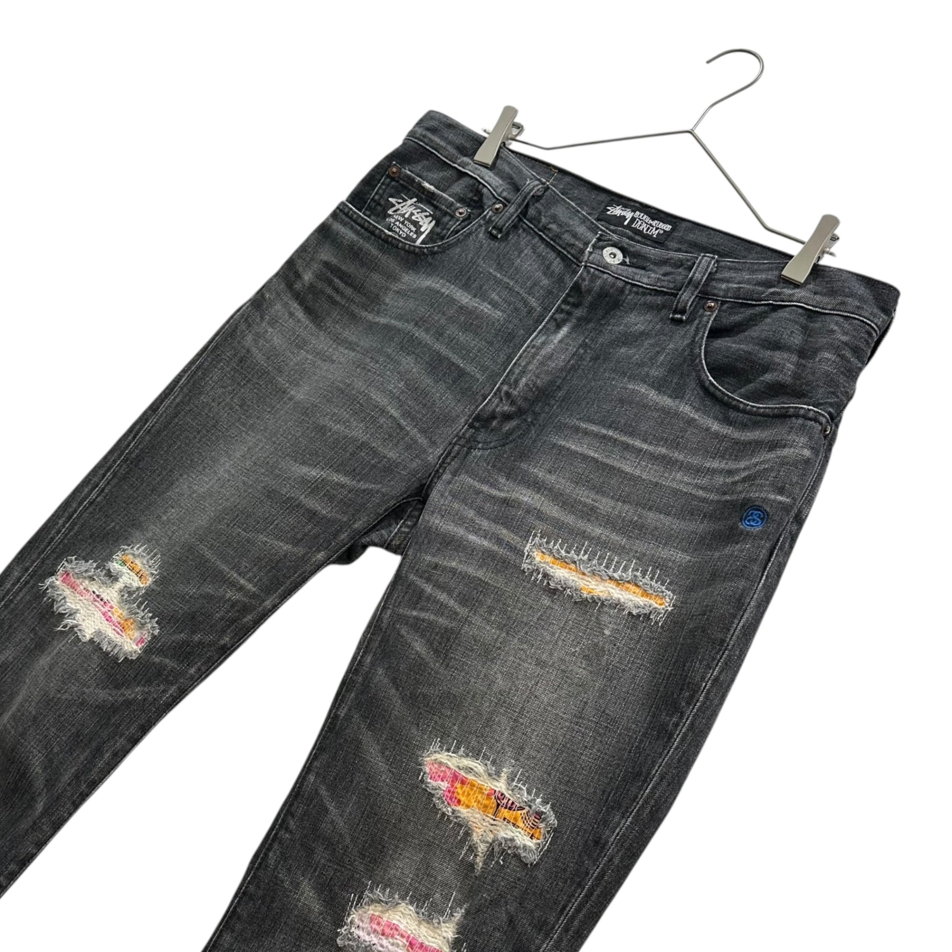 STUSSY×Levi's(ステューシー×リーバイス) SS505 Stussy Special 30周年限定 リペア加工 ブラック デニム パンツ SS505-0004 34 ブラック ダメージ加工
