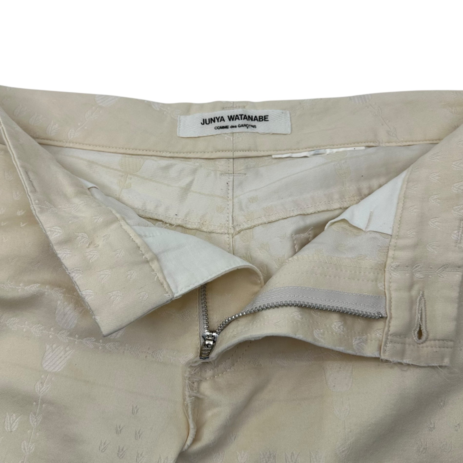 COMME des GARCONS JUNYA WATANABE(コムデギャルソンジュンヤワタナベ) Slim pants with all-over pattern 総柄 スリム パンツ 表記無(M程度) アイボリー 品質表示タグ切取