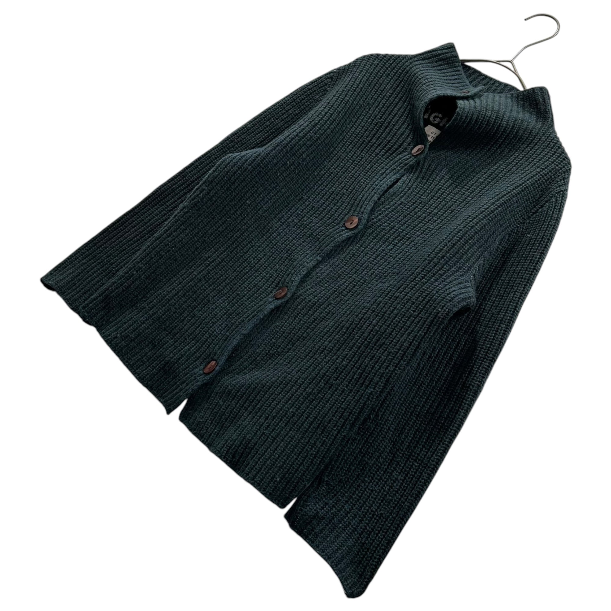 Maison Martin Margiela(メゾン マルタンマルジェラ) 2001AW ⑥ By Miss Deanna High-neck ribbed knit cardigan ハイネック リブ ニット カーディガン 3761500 表記無(S程度) モスグリーン 00's アーカイブ 本人期