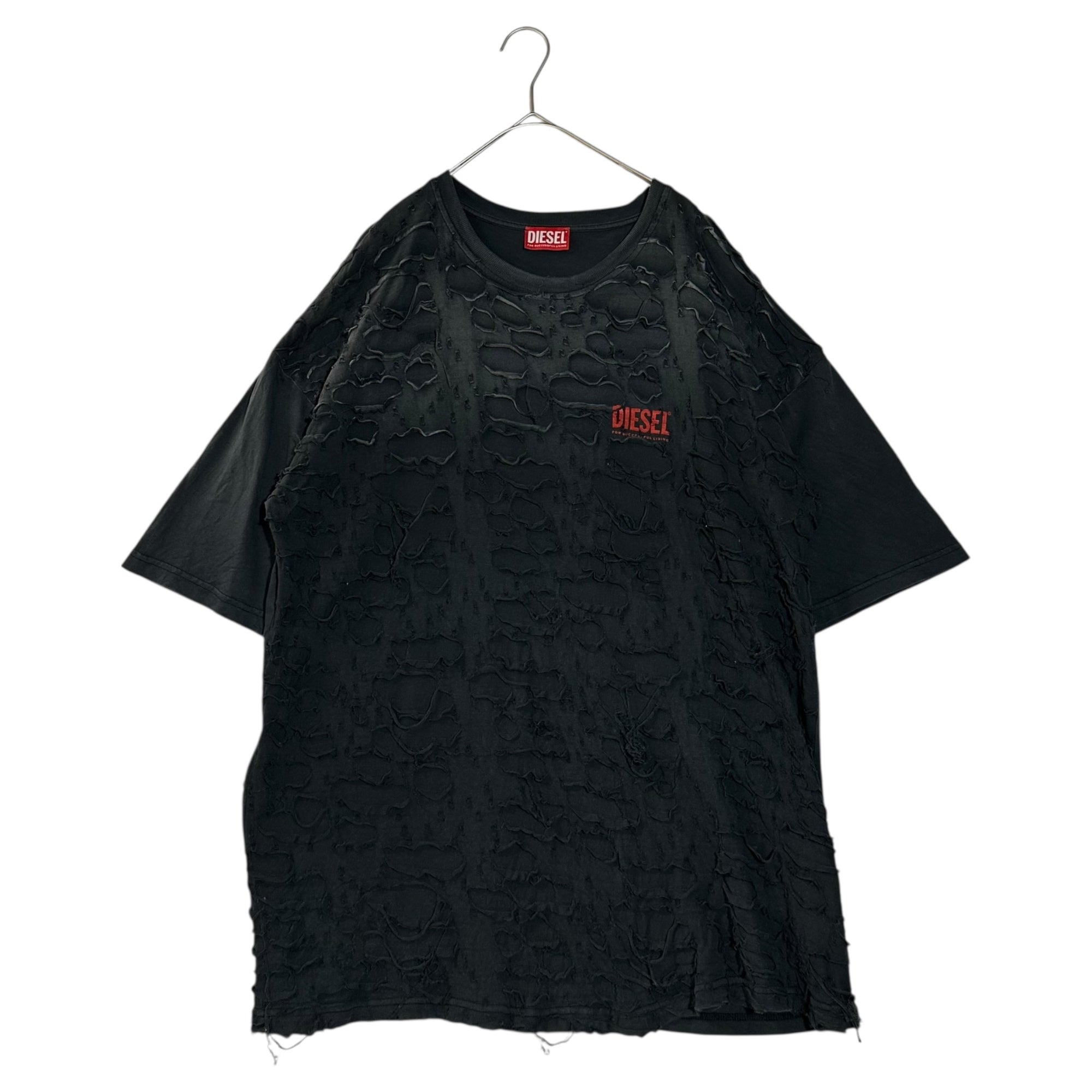 DIESEL(ディーゼル) T-BOXT-R29 デストロイ加工 半袖 Tシャツ Distressed Finish S/S T-Shirt A17647 OSLBS M ブラック ダメージ加工