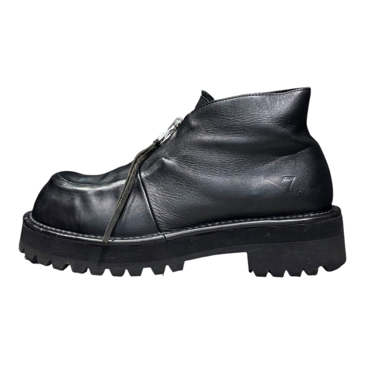 KIDS LOVE GAITE(キッズラブゲイト) INVISIBLE MOCCA - Black フロントジップ チャンキー ブーツ UK 7 1/2(26cm程度) ブラック レザー シューズ