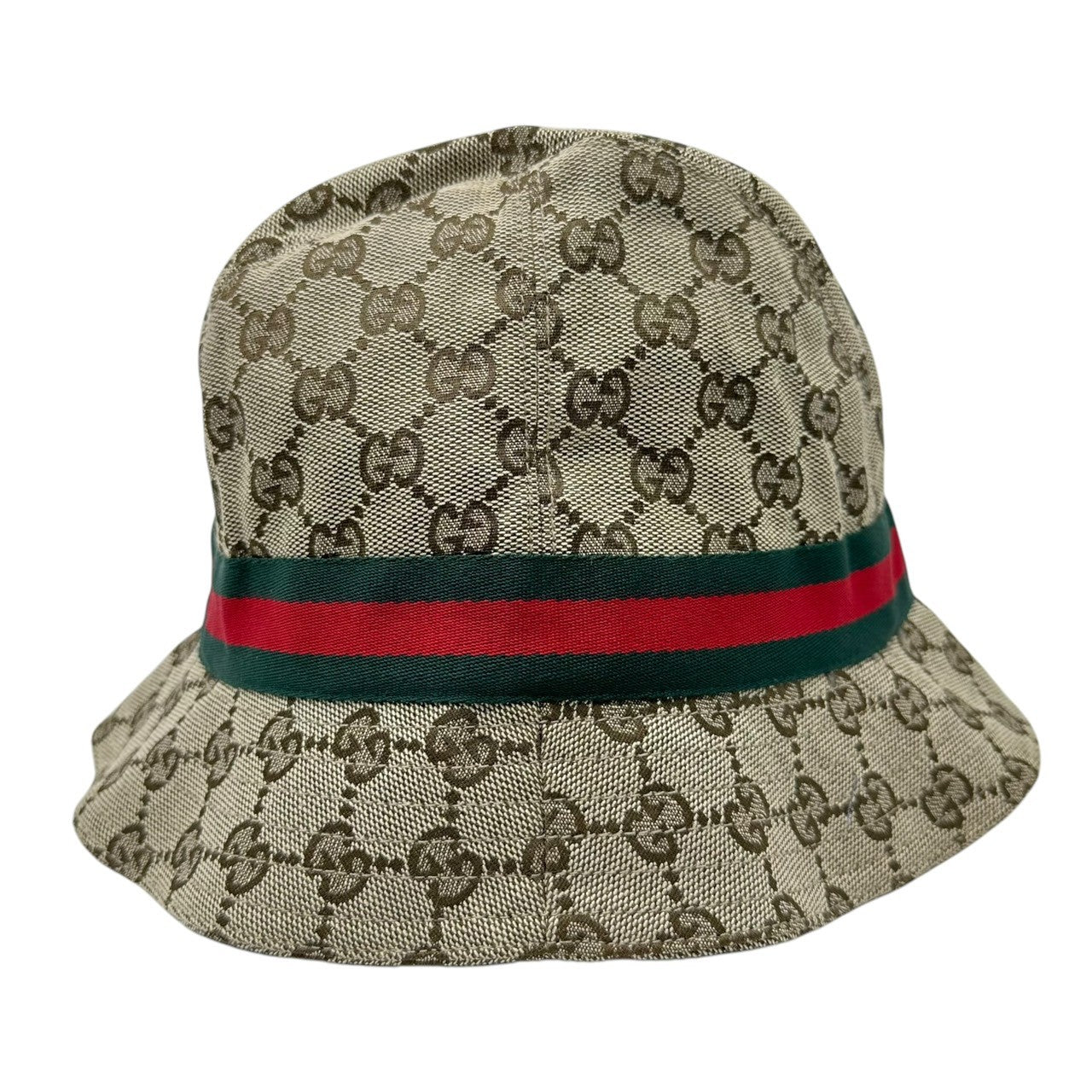 GUCCI(グッチ) 00's Sherry line GG canvas bucket hat シェリーライン GGキャンバス バケット ハット ABB0000263 XL ベージュ×グリーン×レッド