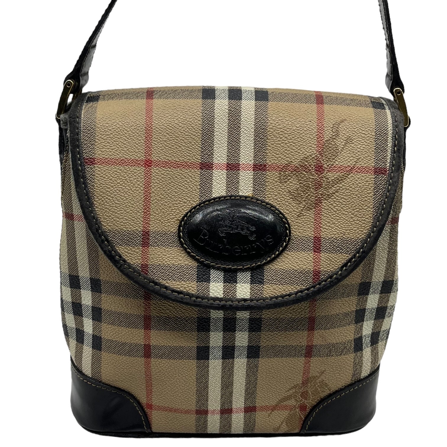 Burberrys(バーバリーズ) Nova check leather shoulder bag ノバチェック レザー ショルダー バッグ ベージュ×ブラウン ヴィンテージ OLD