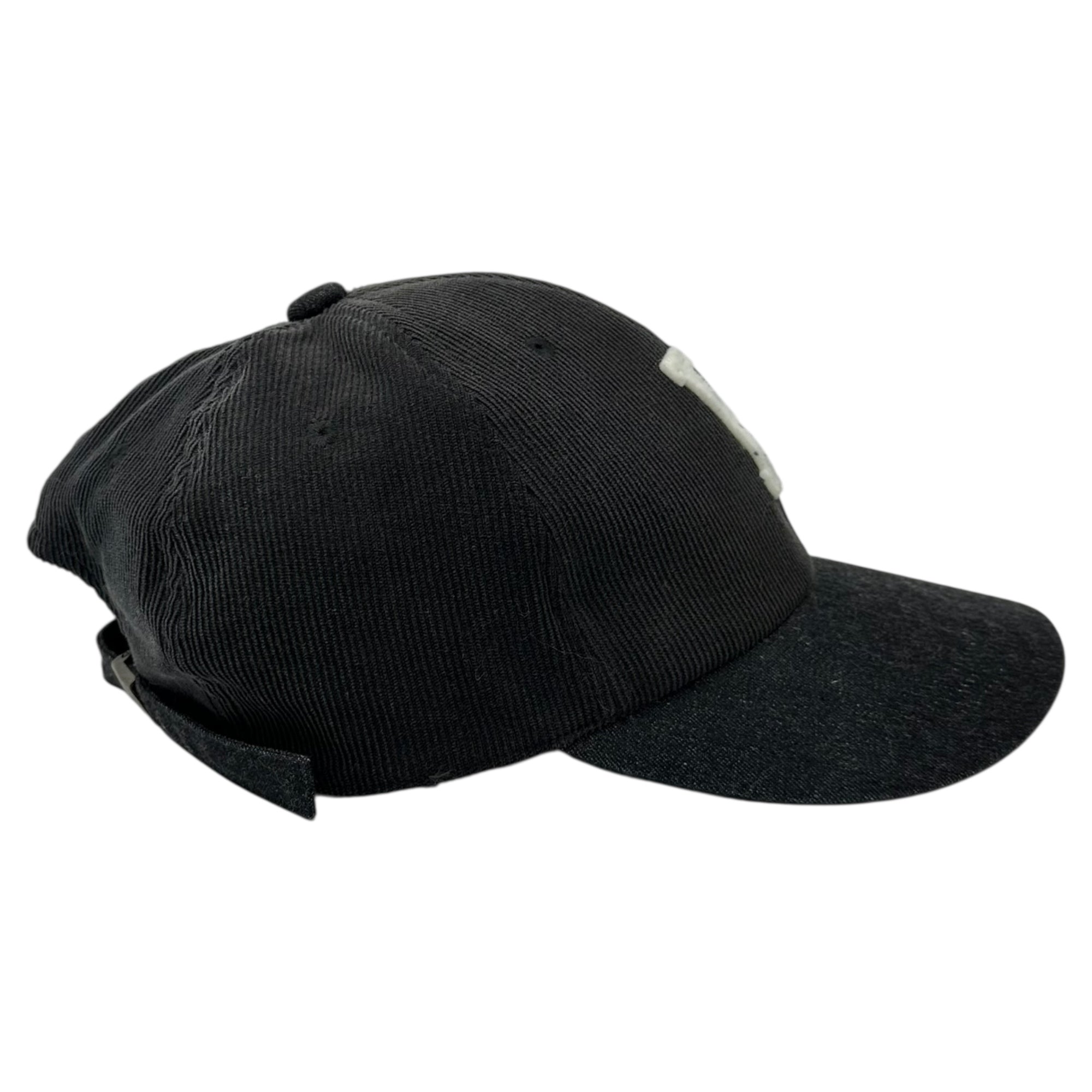 HOLLYWOOD RANCH MARKET(ハリウッドランチマーケット) H.R.REMAKE H Logo Corduroy Denim Panel Snapback Cap H ロゴ コーデュロイ デニム 切替 スナップバック キャップ ブラック 帽子