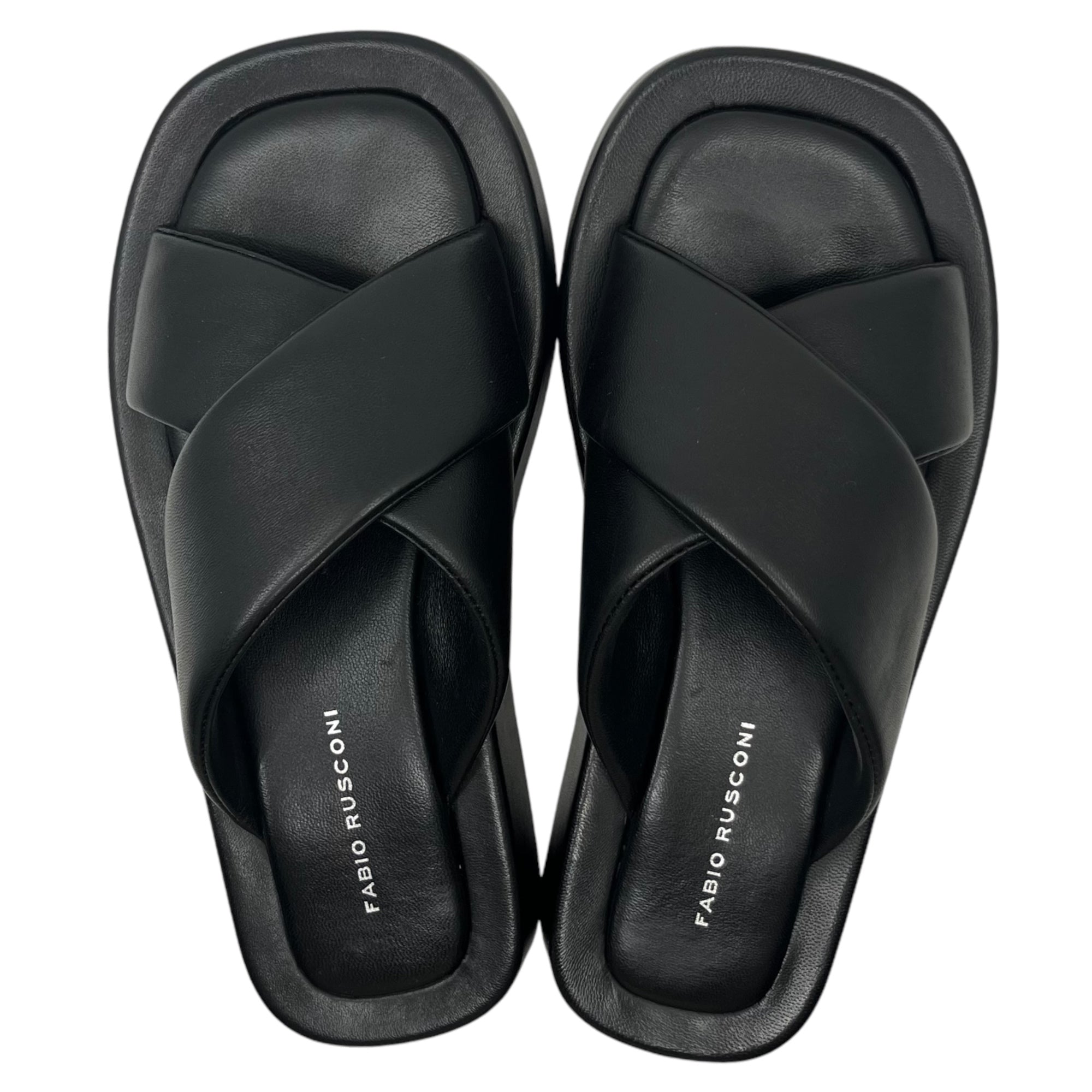 FABIO RUSCONI(ファビオルスコーニ) cross belt footbed sandals クロス ベルト フットベッド サンダル F42104 BL-010 37(23.5-24.0cm) ブラック 参考定価35,200円(税込)