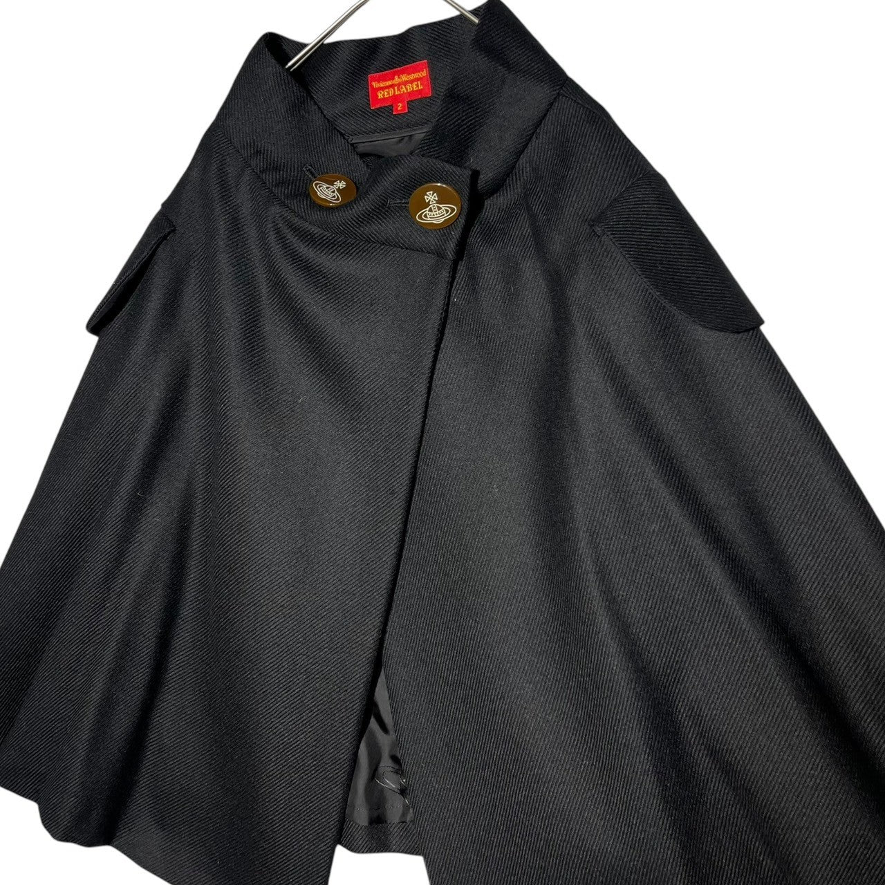 Vivienne Westwood RED LABEL(ヴィヴィアンウエストウッドレッドレーベル) 00's 2WAY orb button wool poncho wrap skirt ウール オーブ ロゴ ボタン ポンチョ ラップ スカート 357-01-25011 2(M程度) ブラック