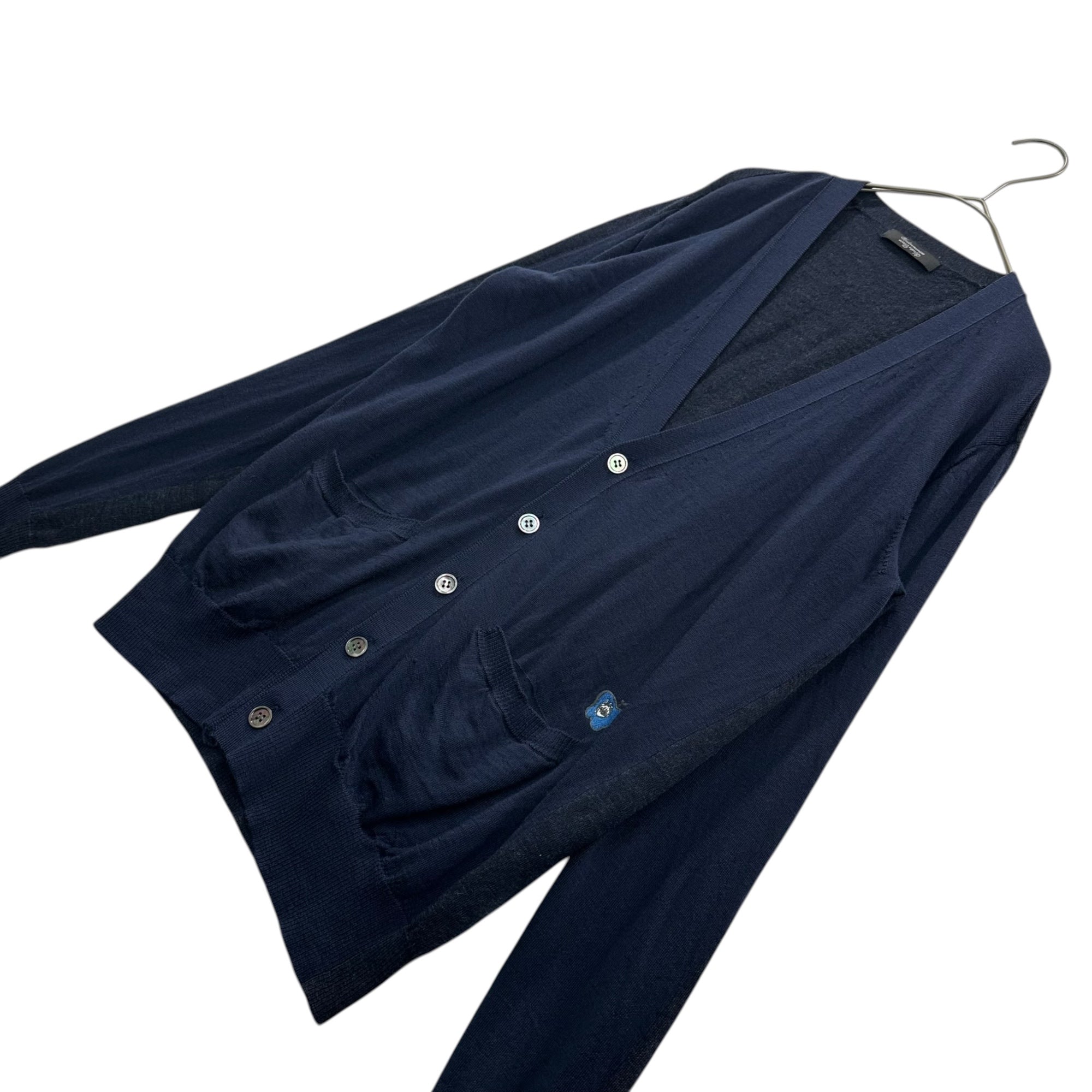 UNDERCOVERISM(アンダーカバイズム) 12AW GILAPPLE Patch V-neck Cardigan ギラップル ワッペン Vネック カーディガン J9902 2(S程度) ネイビー×チャコールグレー