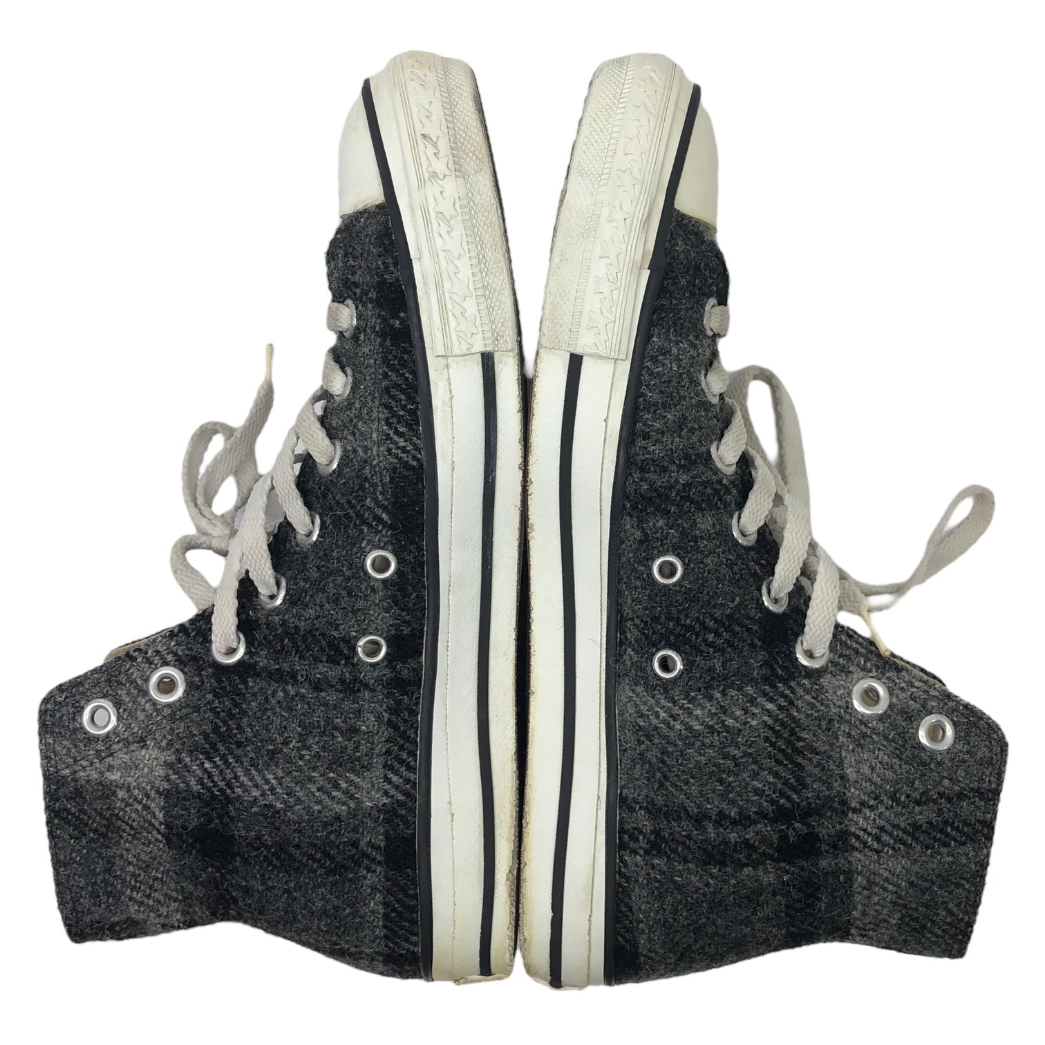 A BATHING APE × Harris Tweed (アベイシングエイプ×ハリスツイード) BAPE STA wool sneakers HI ベイプ スタ ウール スニーカー  ハイカット 26.0cm グレー