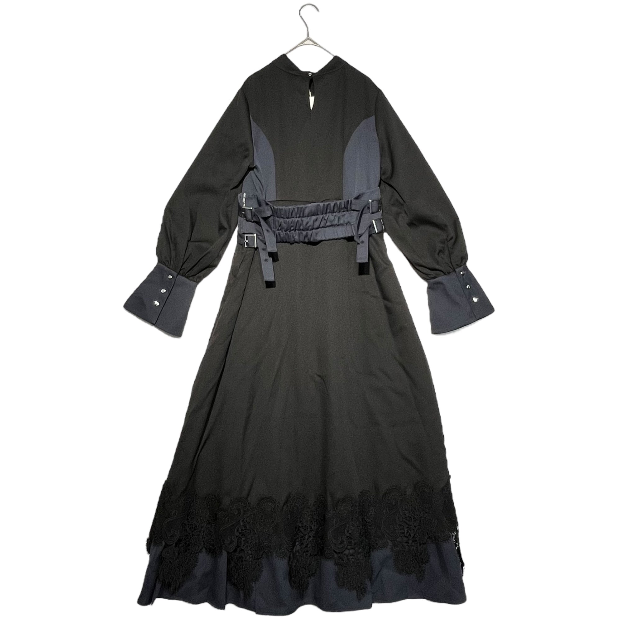 Ado × HARE(アド × ハレ) Lace color scheme dress レースハイショクワンピース レース 配色 ワンピース HA430016AD FREE ネイビー×ブラック タグ、ステッカー等付属品有