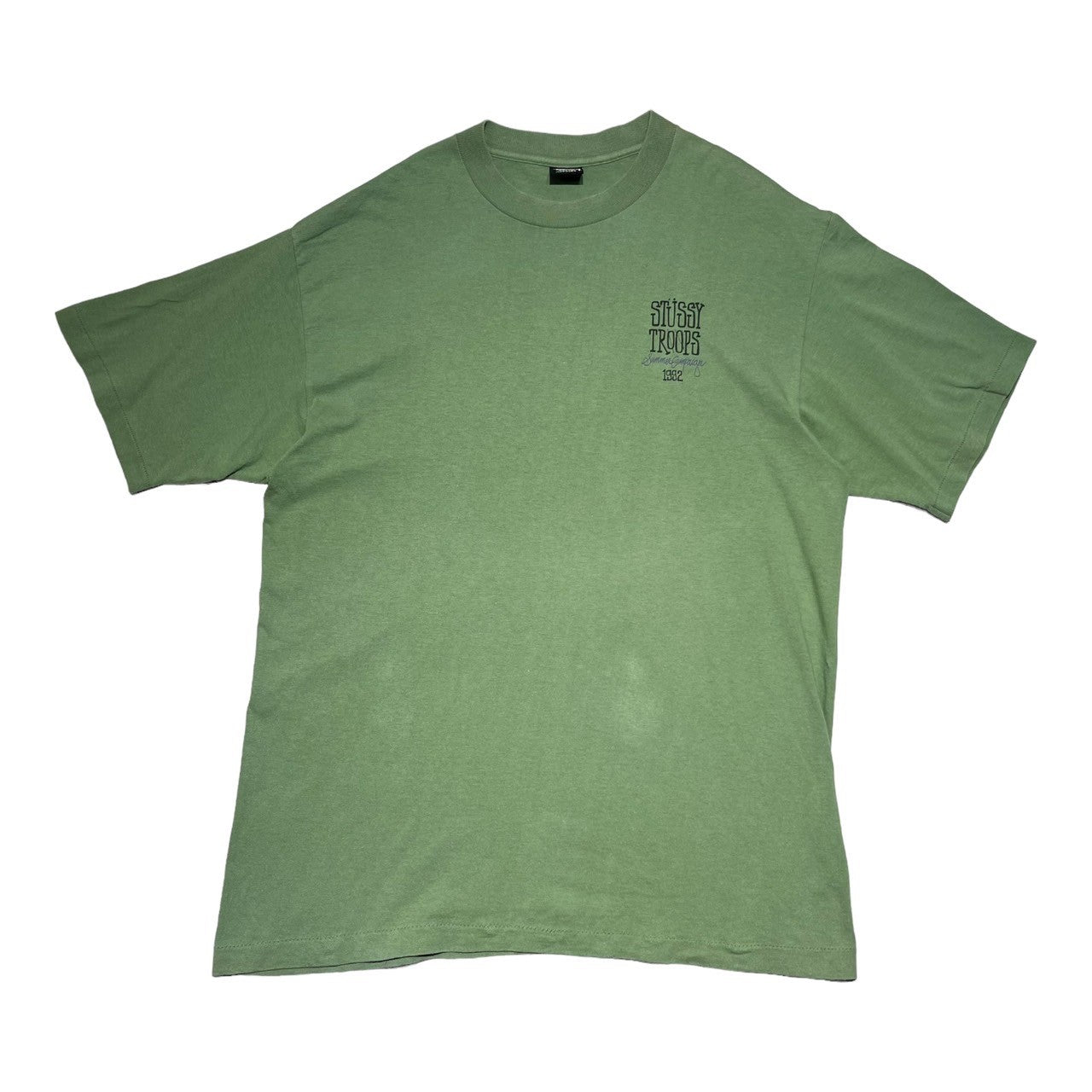 STUSSY(ステューシー) 90's ”STUSSY TROOPS 1992” TEE ヴィンテージ ロゴ Tシャツ XXL グリーン OLD オールド 90年代