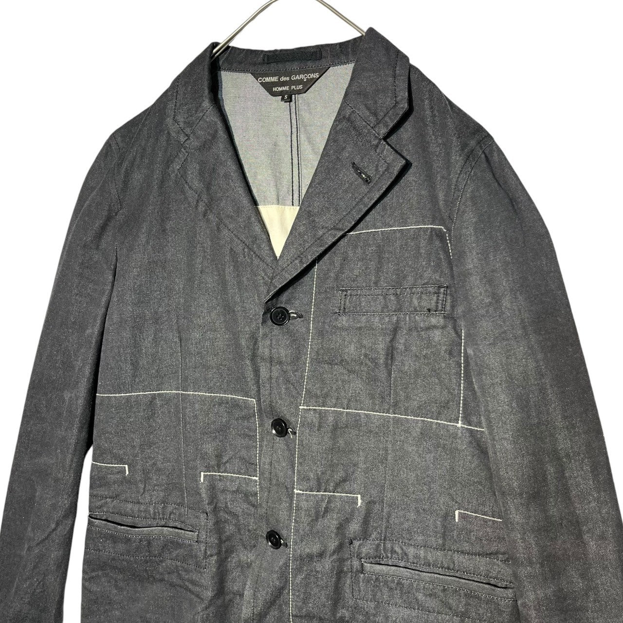 COMME des GARCONS HOMME PLUS(コムデギャルソンオムプリュス) 04SS Distressed back stitch tailored jacket 背面ダメージ加工 ステッチ テーラードジャケット PM-J057 S ブラック AD2003 Simple & Utility期