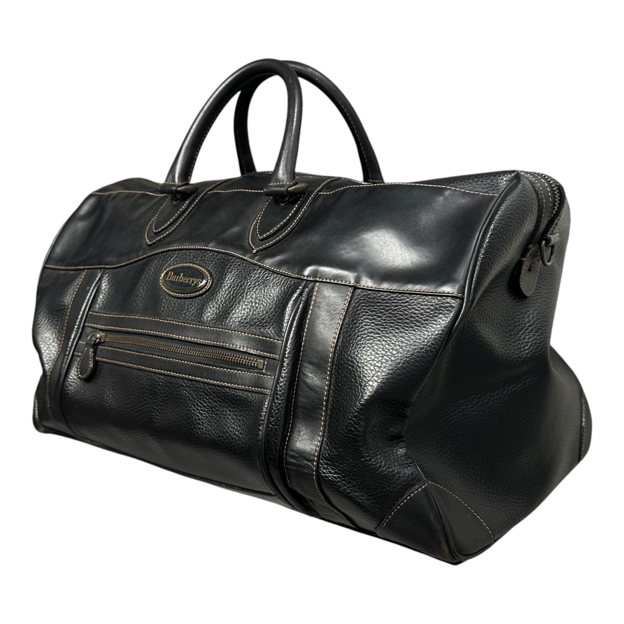 Burberry’s(バーバリーズ) Nova Check Lining Boston Bag ノヴァチェック ライニング ボストンバッグ ブラック 旅行鞄