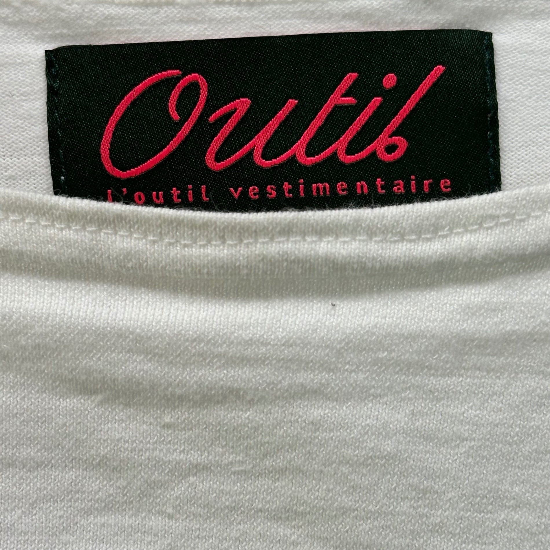 OUTIL(ウティ) TRICOT AAST 長袖 ボーダー バスク シャツ 1 ホワイト×ブラック Tシャツ カットソー