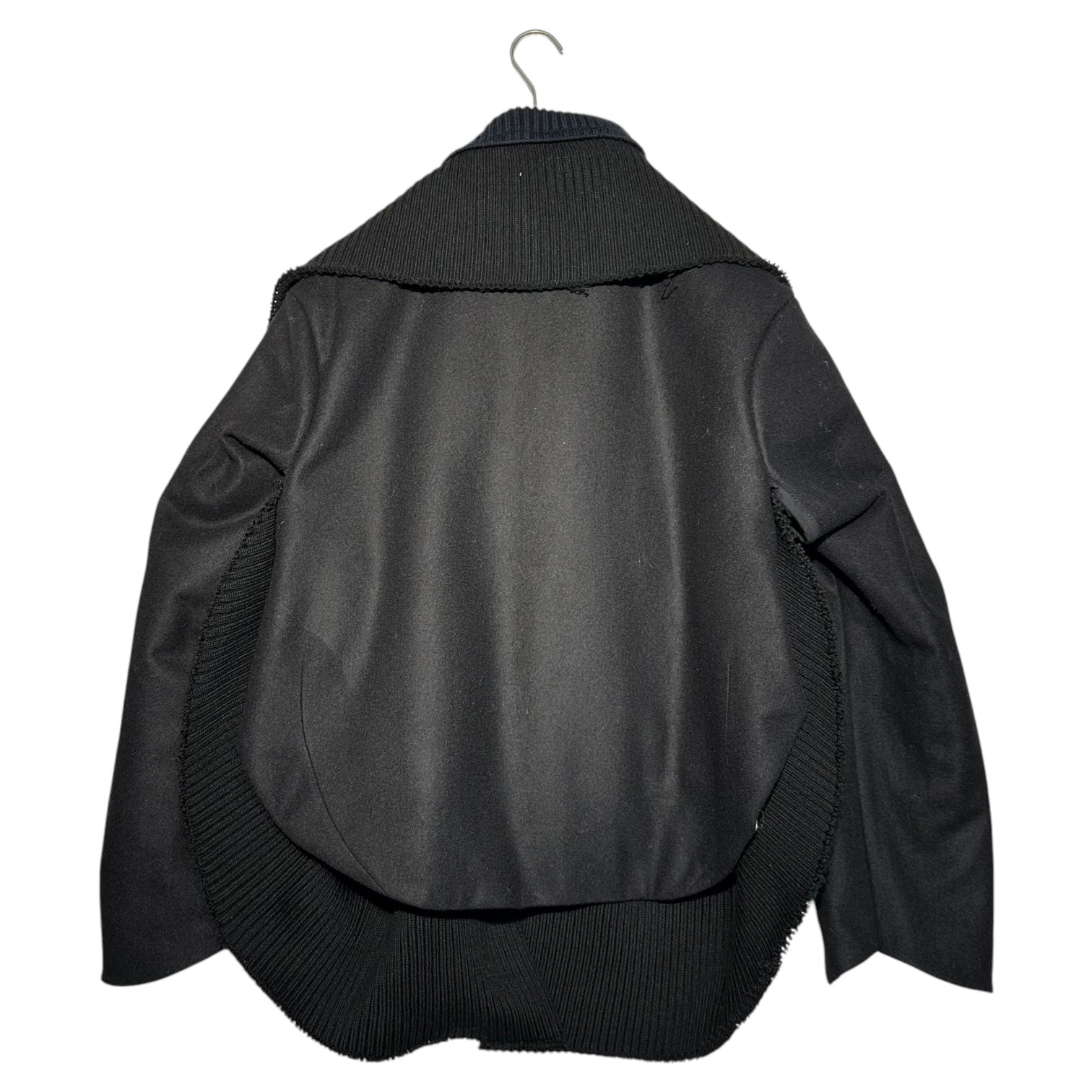 JOONE JOONAM(ジュネジュナム) 24AW big collar deformed bomber jacket ビッグ カラー 変形 ボンバー ジャケット L ブラック×ネイビー アムステルダム発気鋭ブランド NUBIAN取扱 ウール