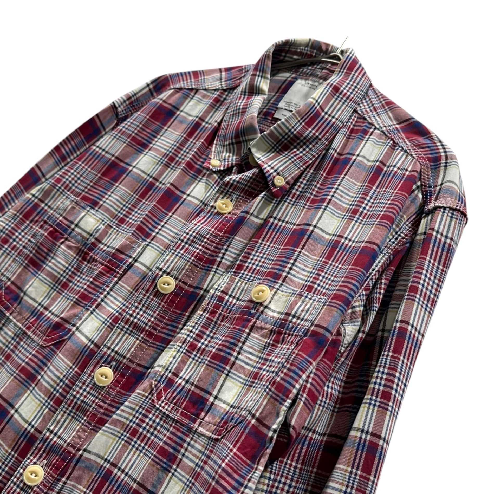 VISVIM(ビズビム/ヴィズヴィム) Plaid Button-Down Shirt チェック ボタン ダウン シャツ VS0001535 S レッド