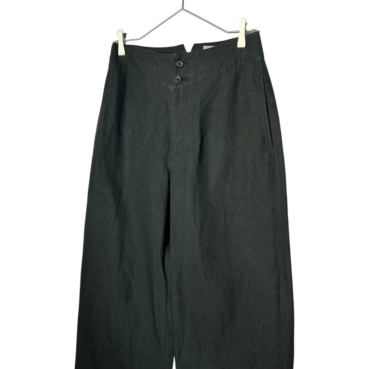 MARGARET HOWELL(マーガレットハウエル) MATT LINEN POPLIN WIDE PANTS マット リネン ポプリン ワイド パンツ 578-3142007 2(M) ブラック