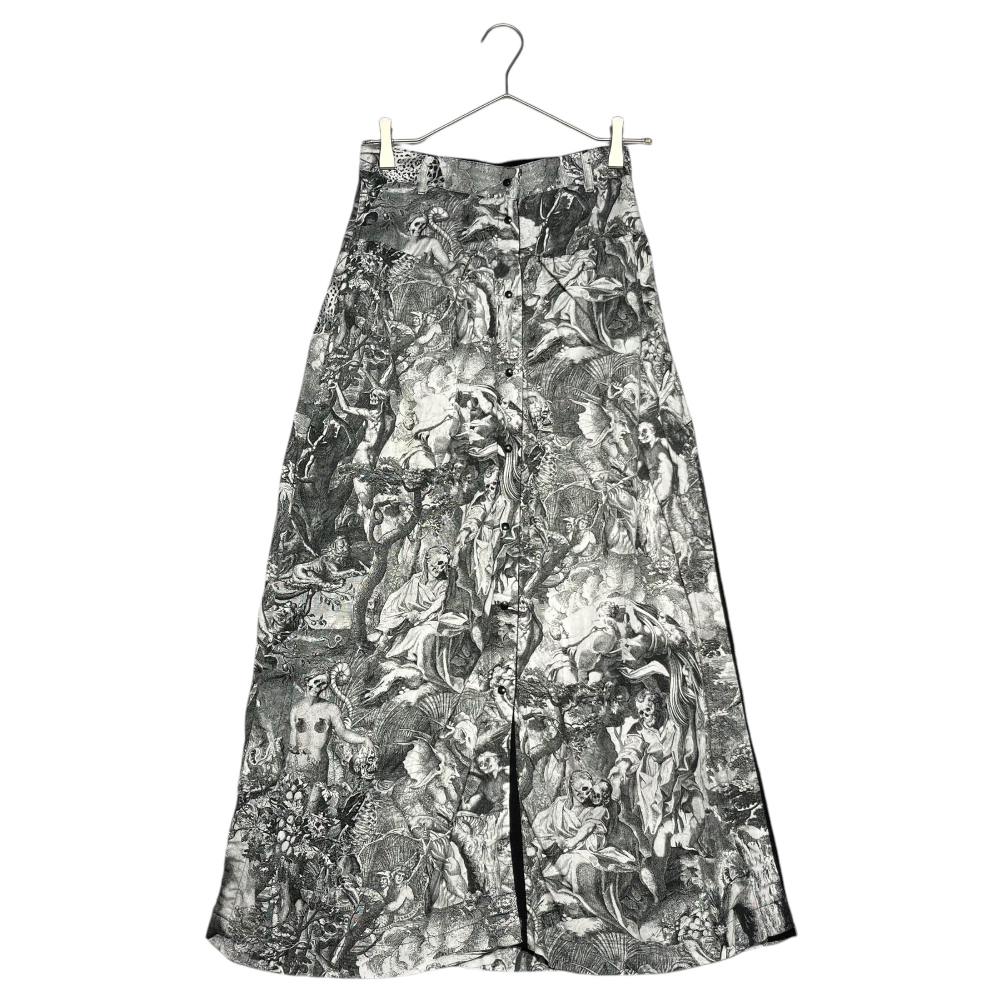 DIESEL(ディーゼル) Skull Maria print wrap skirt スカル マリア プリント ラップスカート 24 ホワイト×ブラック