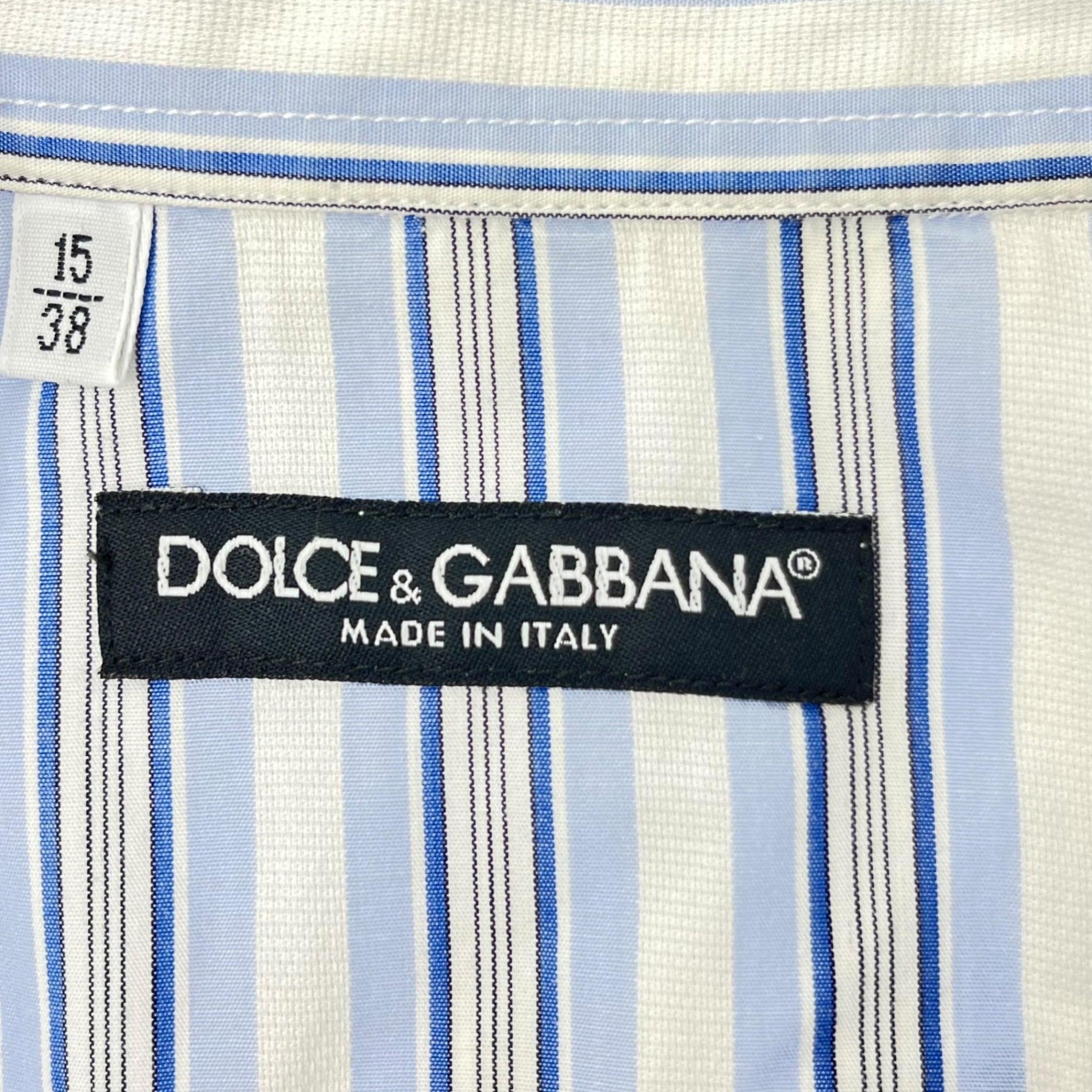 DOLCE&GABBANA(ドルチェ&ガッバーナドルガバ) 00's Epaulette layered S/S shirt エポレット レイヤード 半袖 シャツ 38(M程度) ホワイト×スカイブルー Y2K