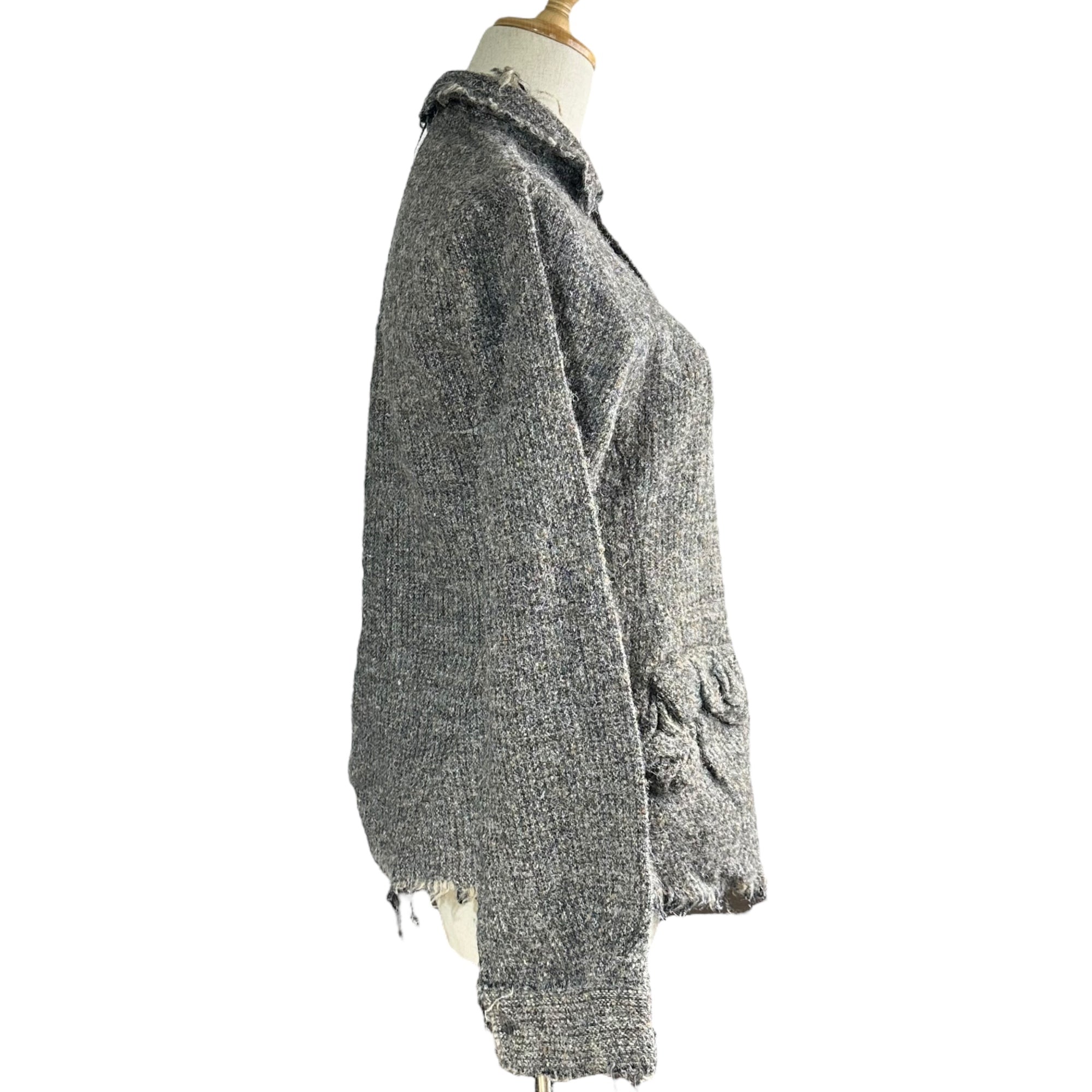 COMME des GARCONS JUNYA WATANABE(コムデギャルソンジュンヤワタナベ) 03AW Felted Round Collar Grunge Shirt Jacket 縮絨加工 丸襟  グランジ シャツ ジャケット JK-B008 M グレー AD2003